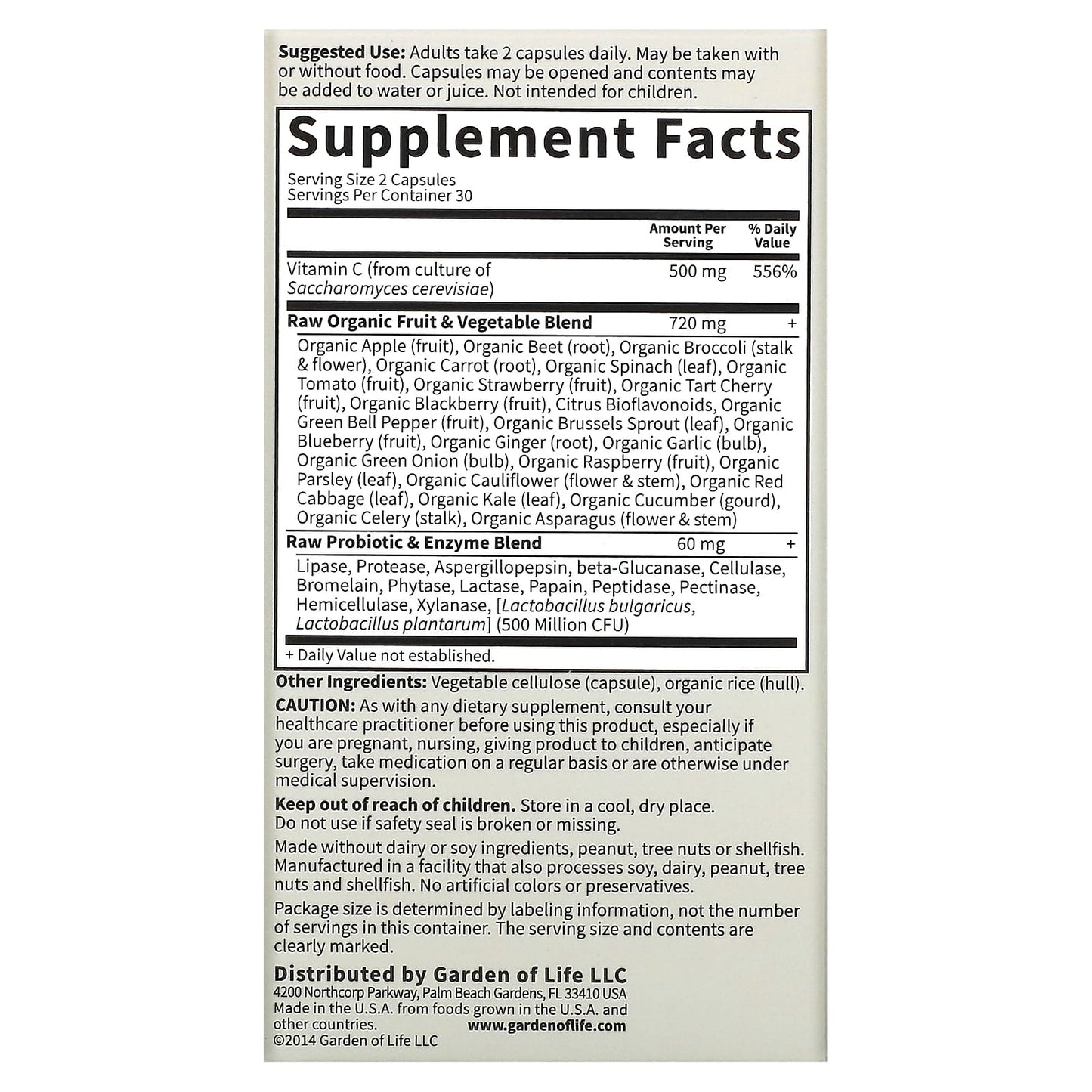 Garden of Life RAW Vitamin C - Immune System Support, Vegan, 60 Capsules - Image 2
