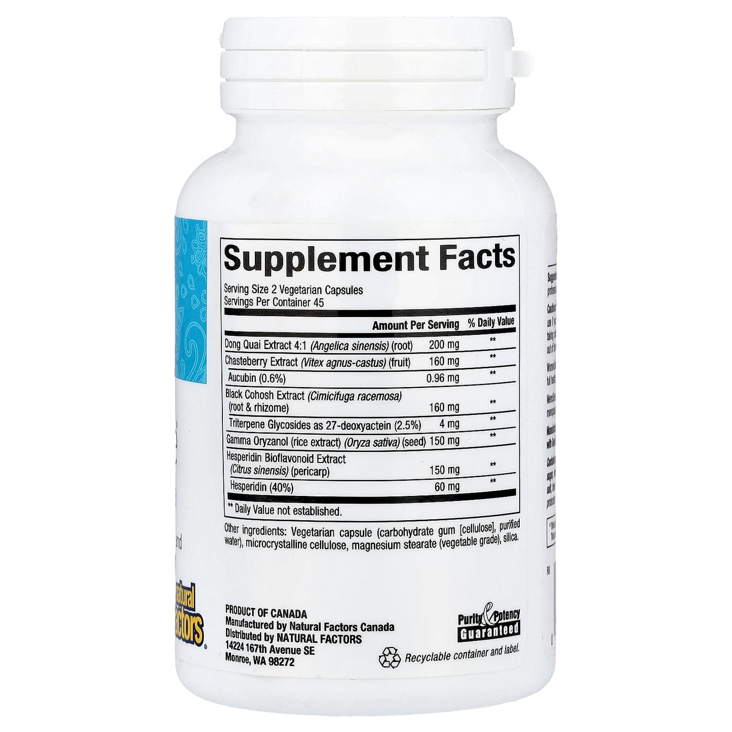 Natural Factors, WomenSense®, MenoSense®, Menopause Formula, 90 Vegetarian Capsules - Image 2