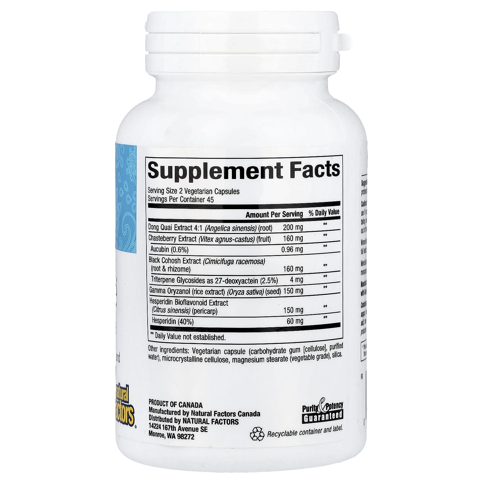 Natural Factors, WomenSense®, MenoSense®, Menopause Formula, 90 Vegetarian Capsules - Image 2
