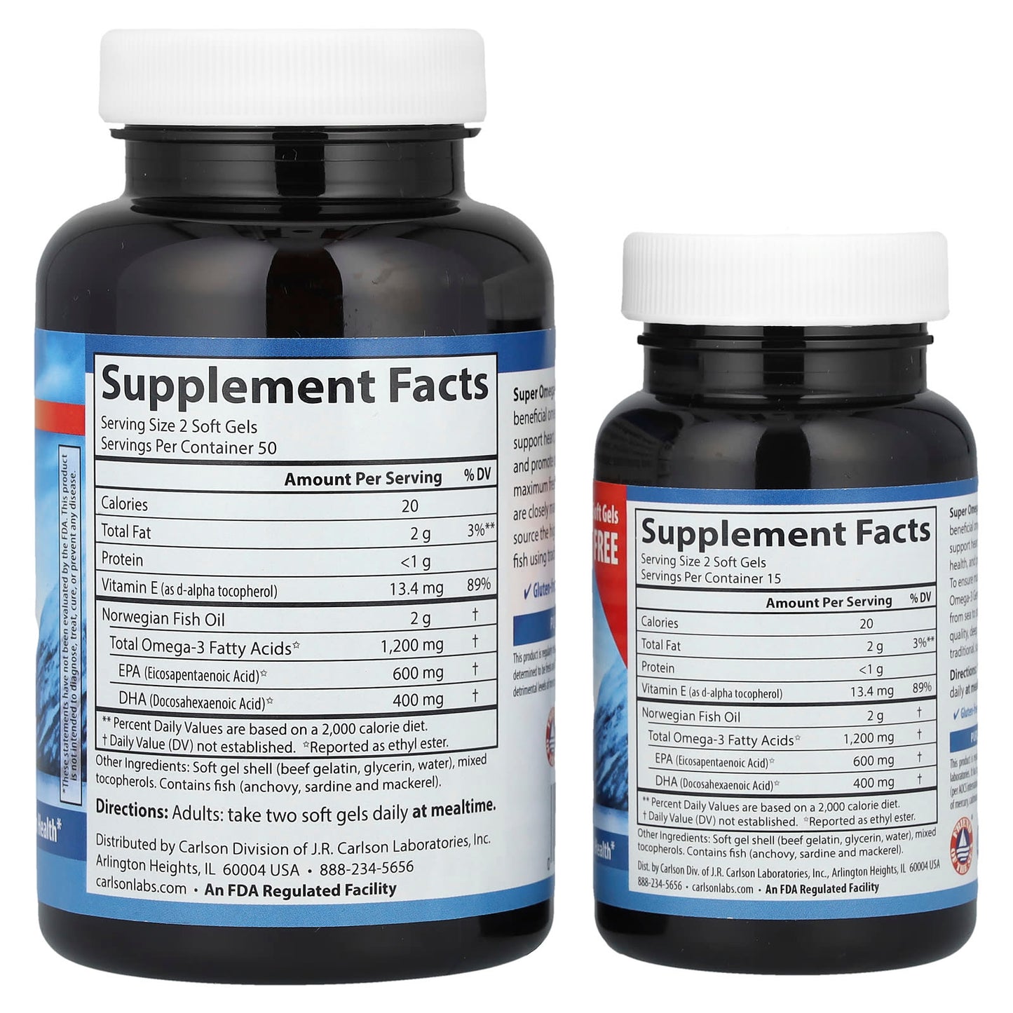 Carlson, Wild Caught Super Omega-3 Gems®, 50 + 15 Soft Gels (600 mg per Soft Gel)