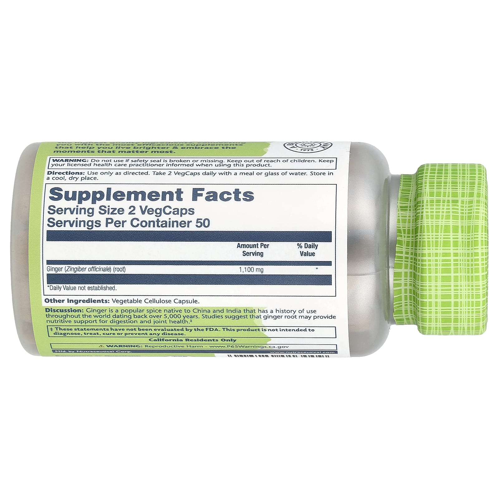 Solaray, True Herbs, Ginger, 100 VegCaps (550 mg per Capsule) - Image 2