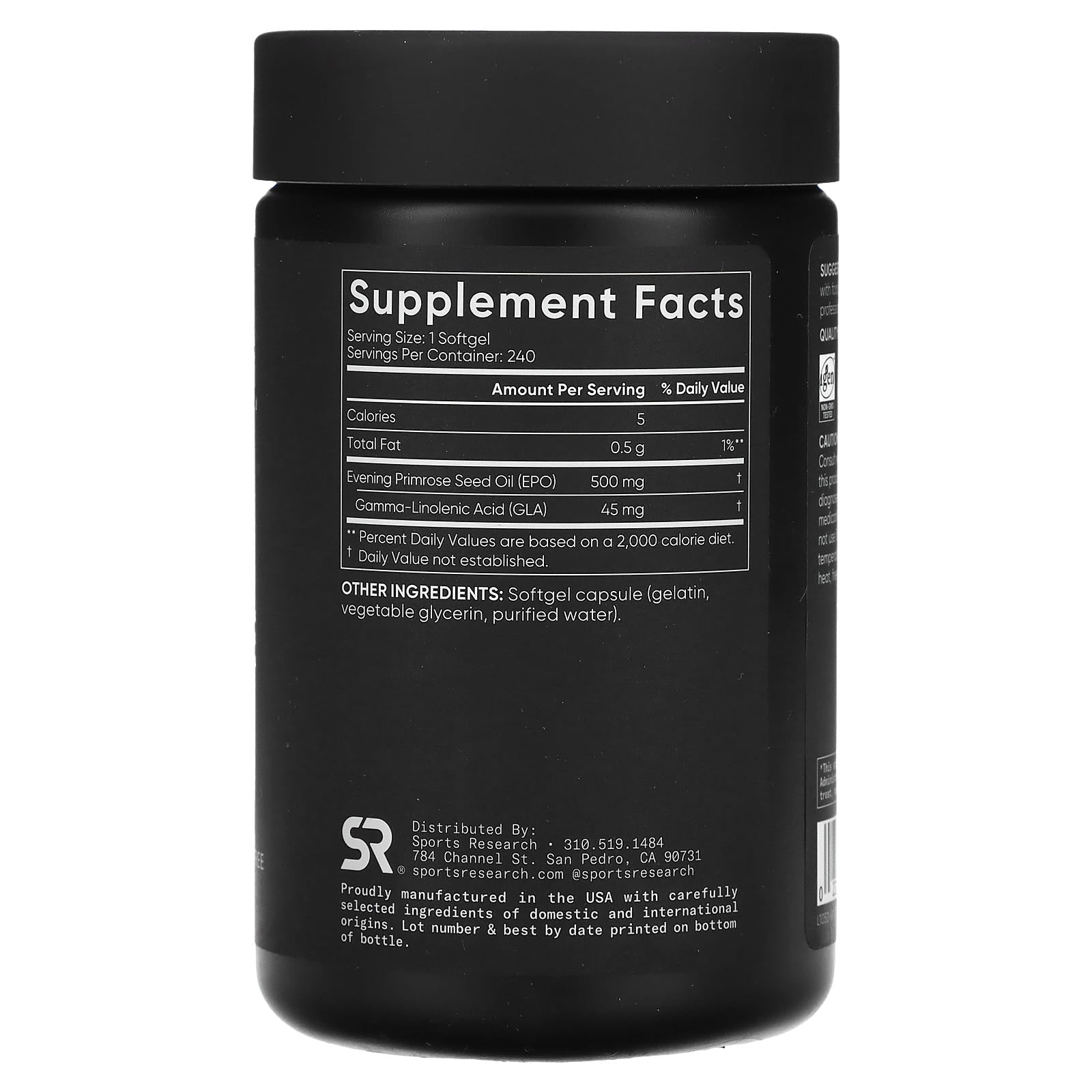Sports Research, Evening Primrose, 500 mg, 240 Softgels - Image 2