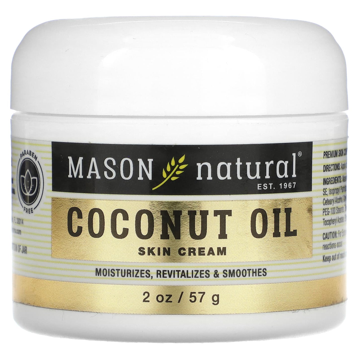Mason Natural, Coconut Oil Skin Cream, 2 oz (57 g) - Image 1