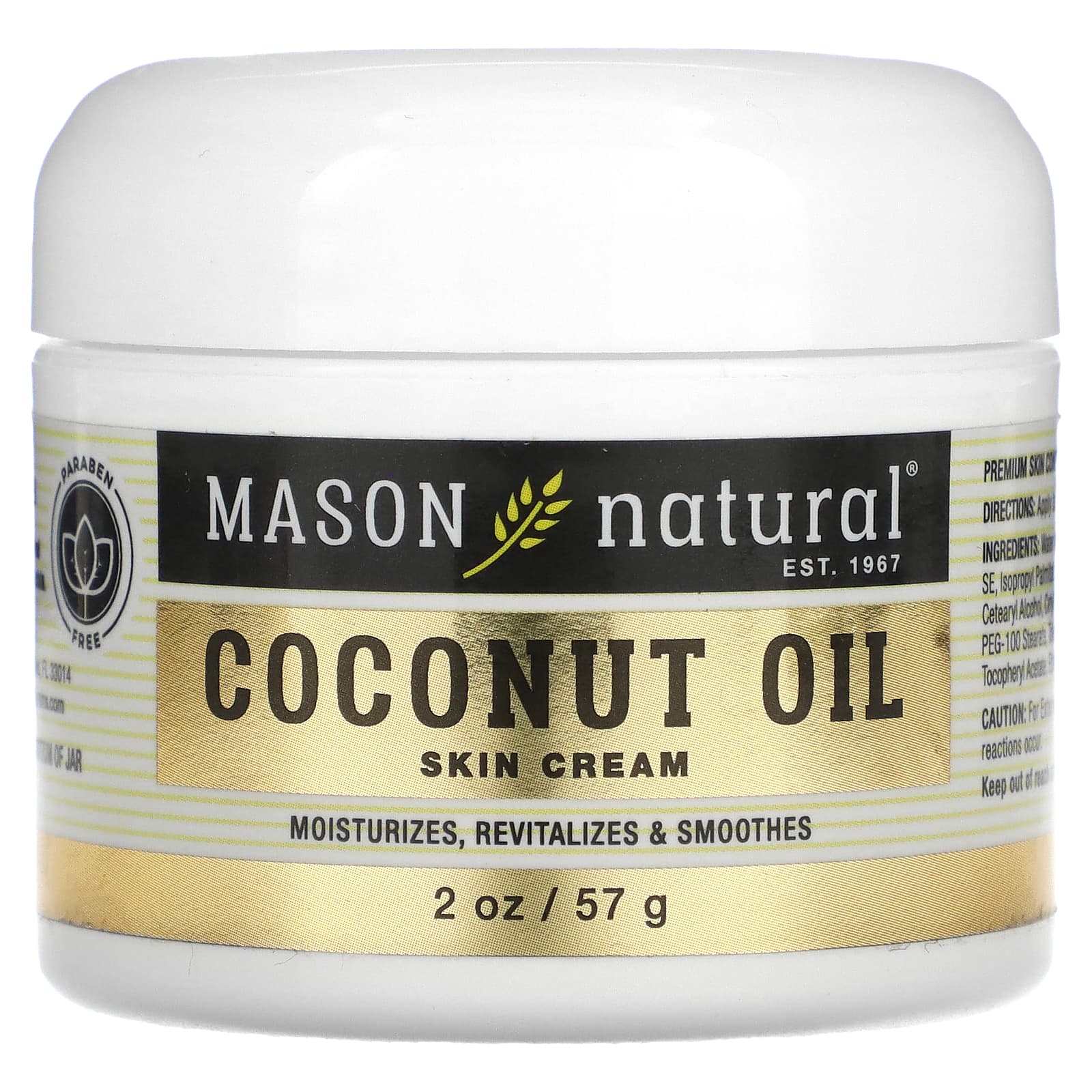 Mason Natural, Coconut Oil Skin Cream, 2 oz (57 g) - Image 1