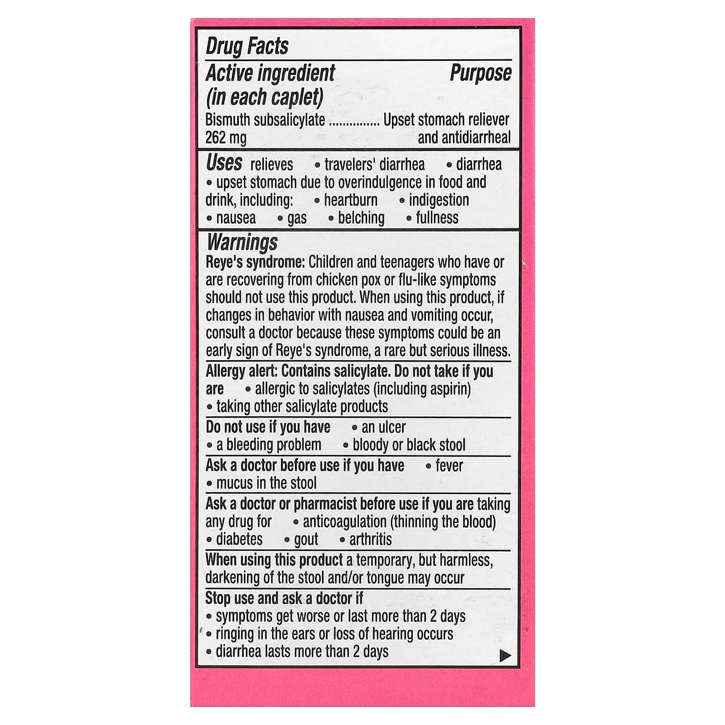 Pepto Bismol, Bismuth Subsalicylate, 40 Caplets (131 mg per Caplet) - Image 2