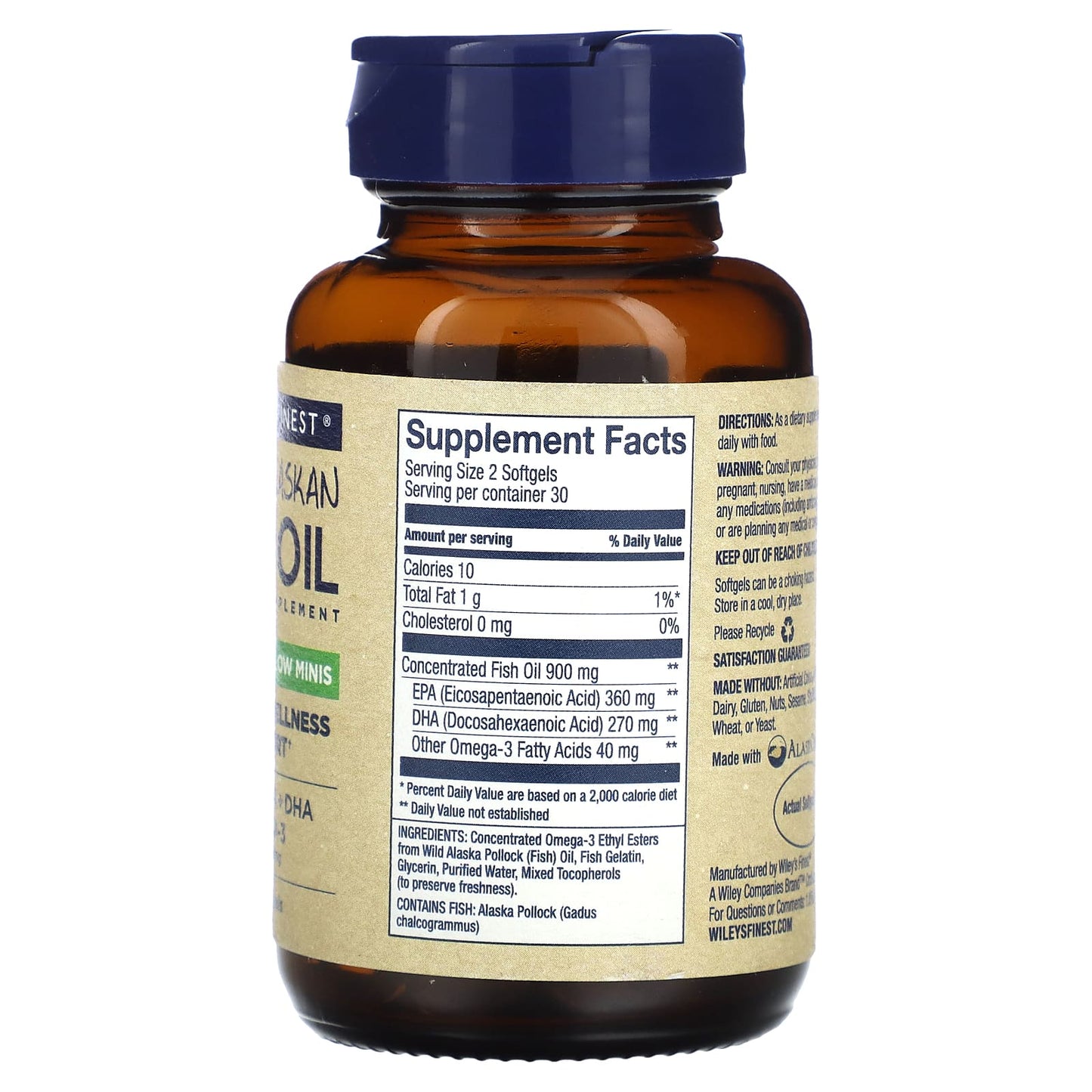 Wiley's Finest, Wild Alaskan Fish Oil, Easy Swallow Minis, 60 Softgels - Image 2
