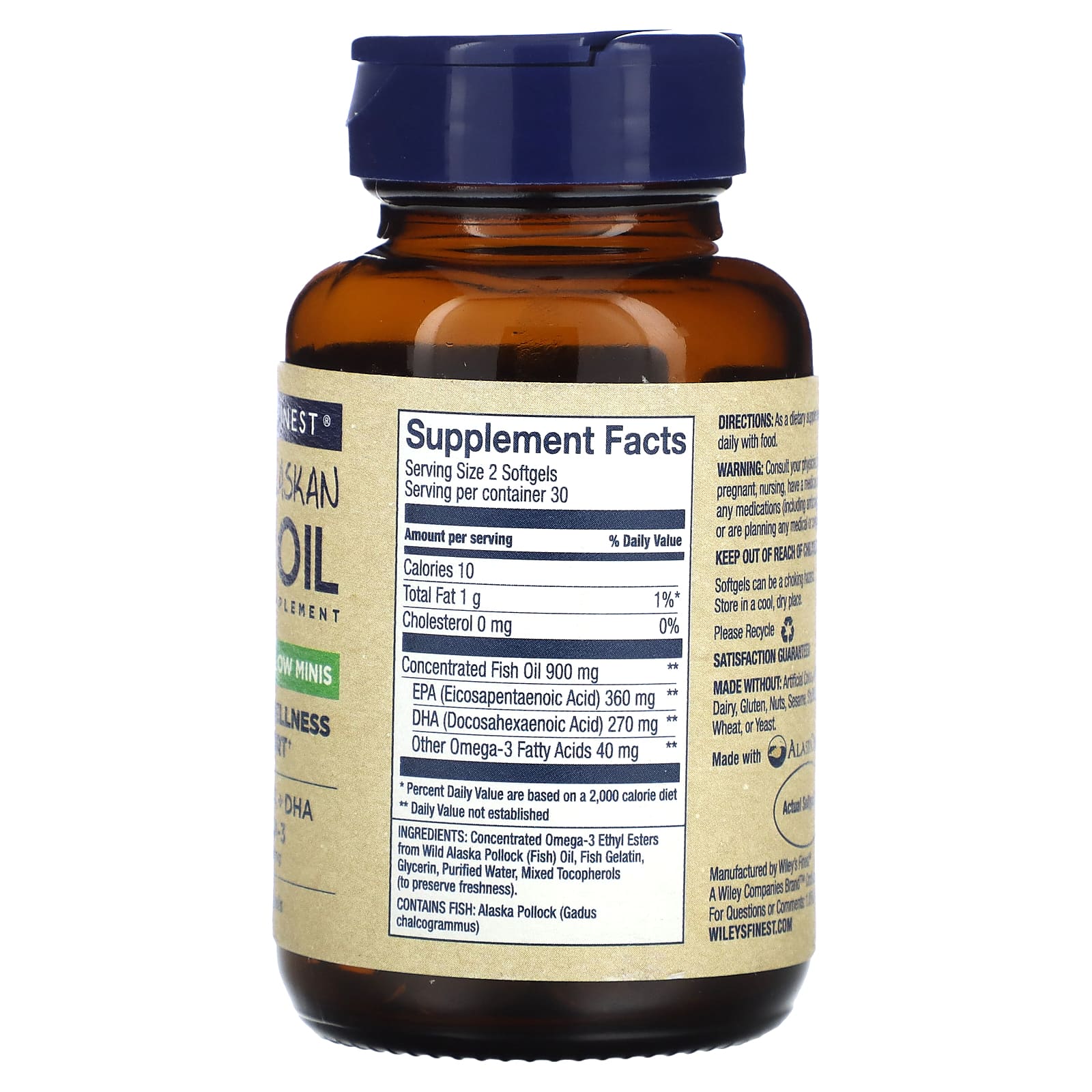 Wiley's Finest, Wild Alaskan Fish Oil, Easy Swallow Minis, 60 Softgels - Image 2