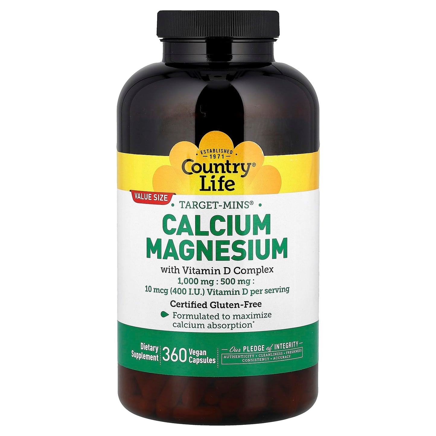 Calcium Magnesium with Vitamin D - 360 Vegan Capsules for Bone Health - Image 1
