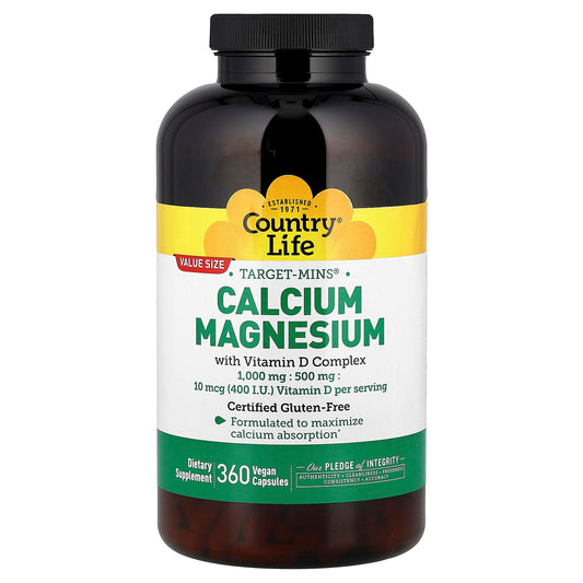 Calcium Magnesium with Vitamin D - 360 Vegan Capsules for Bone Health - Image 1