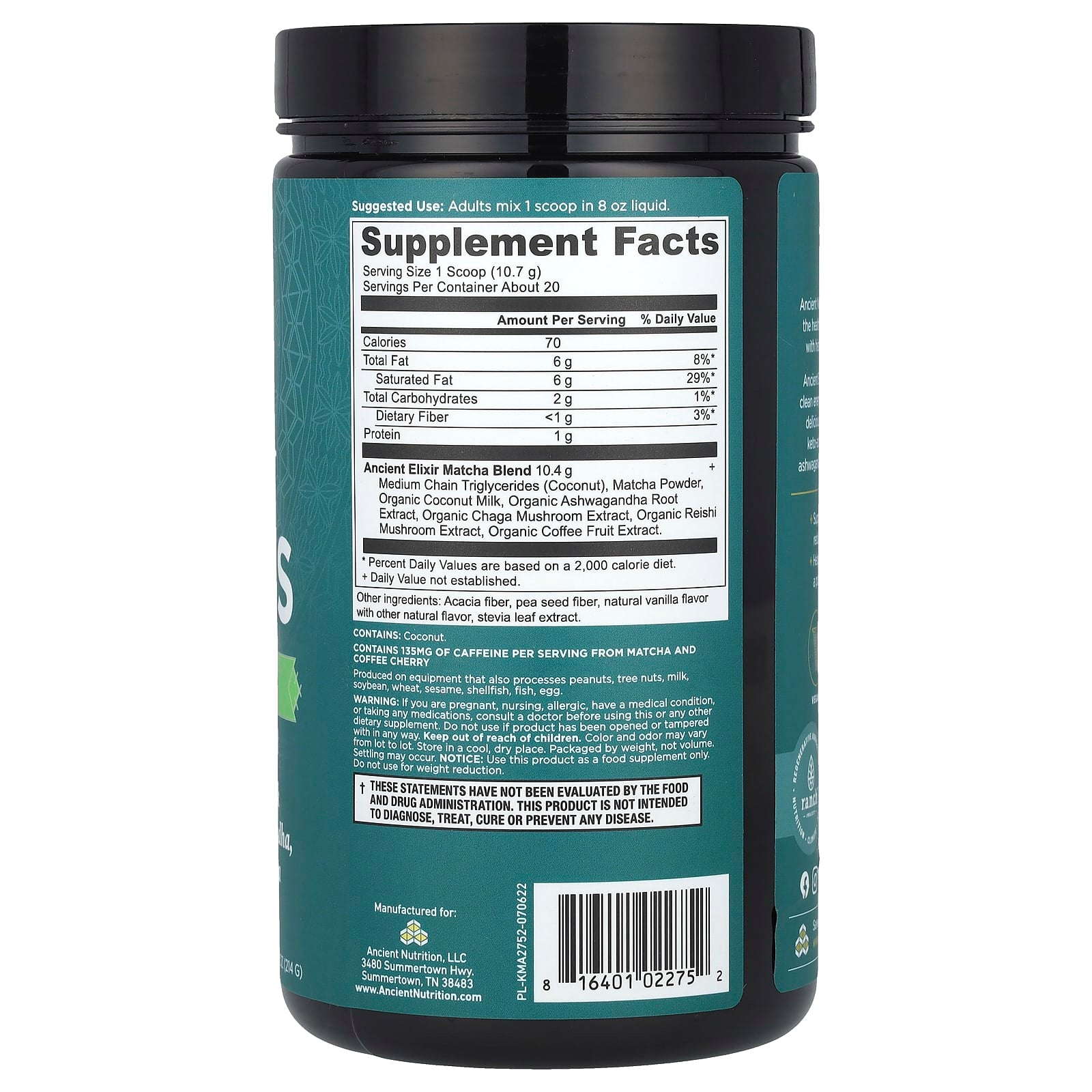 Ancient Nutrition Superfood Matcha Powder - Keto Friendly Energy & Adaptogens - Image 2