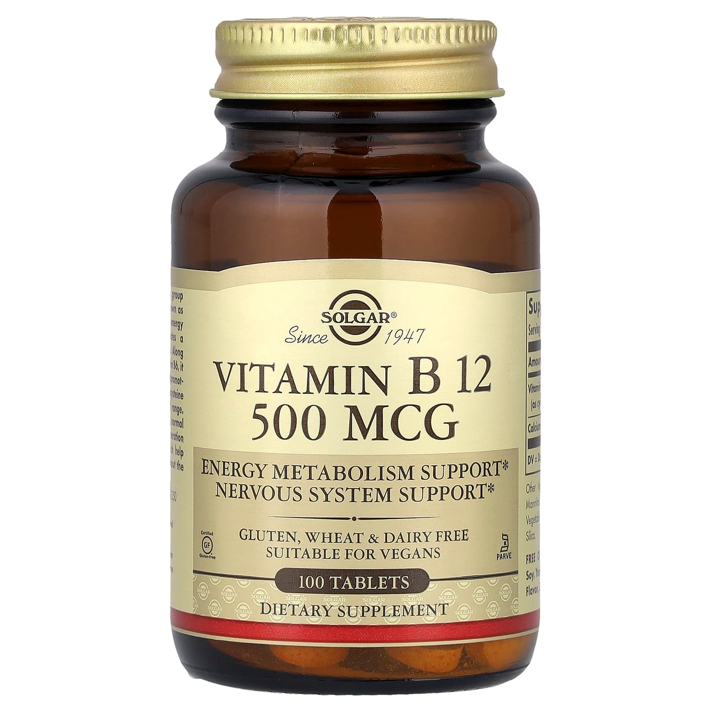Solgar, Vitamin B12, 500 mcg, 100 Tablets - Image 1