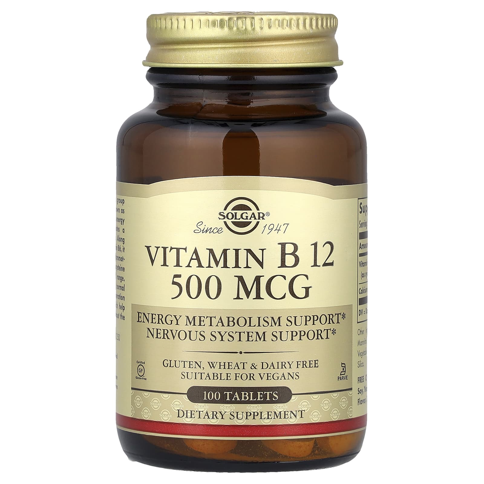 Solgar, Vitamin B12, 500 mcg, 100 Tablets - Image 1