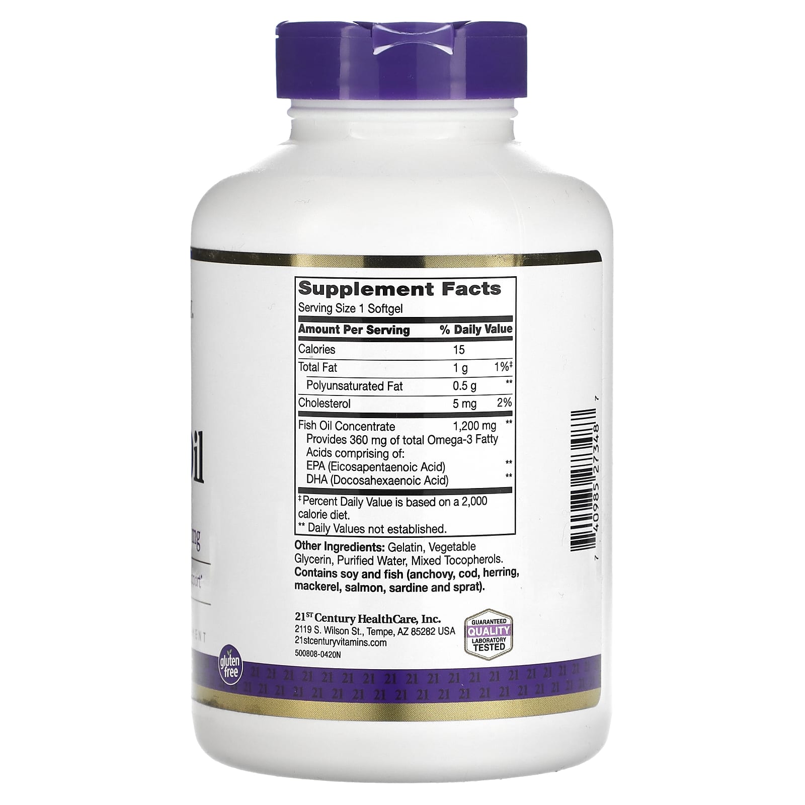 21st Century Fish Oil Supplement, 1,200 mg, 140 Softgels - Image 2