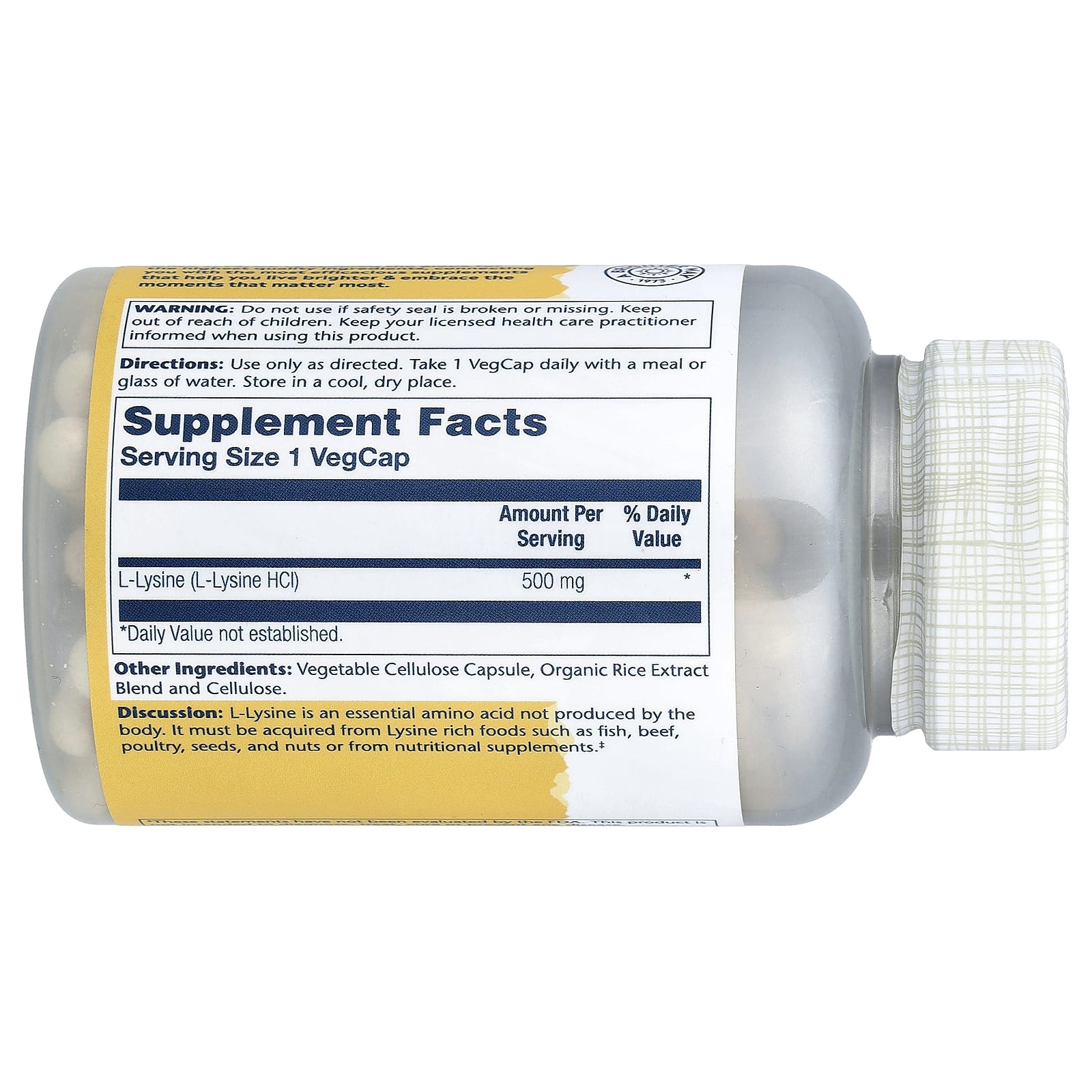 Solaray, L-Lysine, 500 mg, 120 VegCaps - Image 2