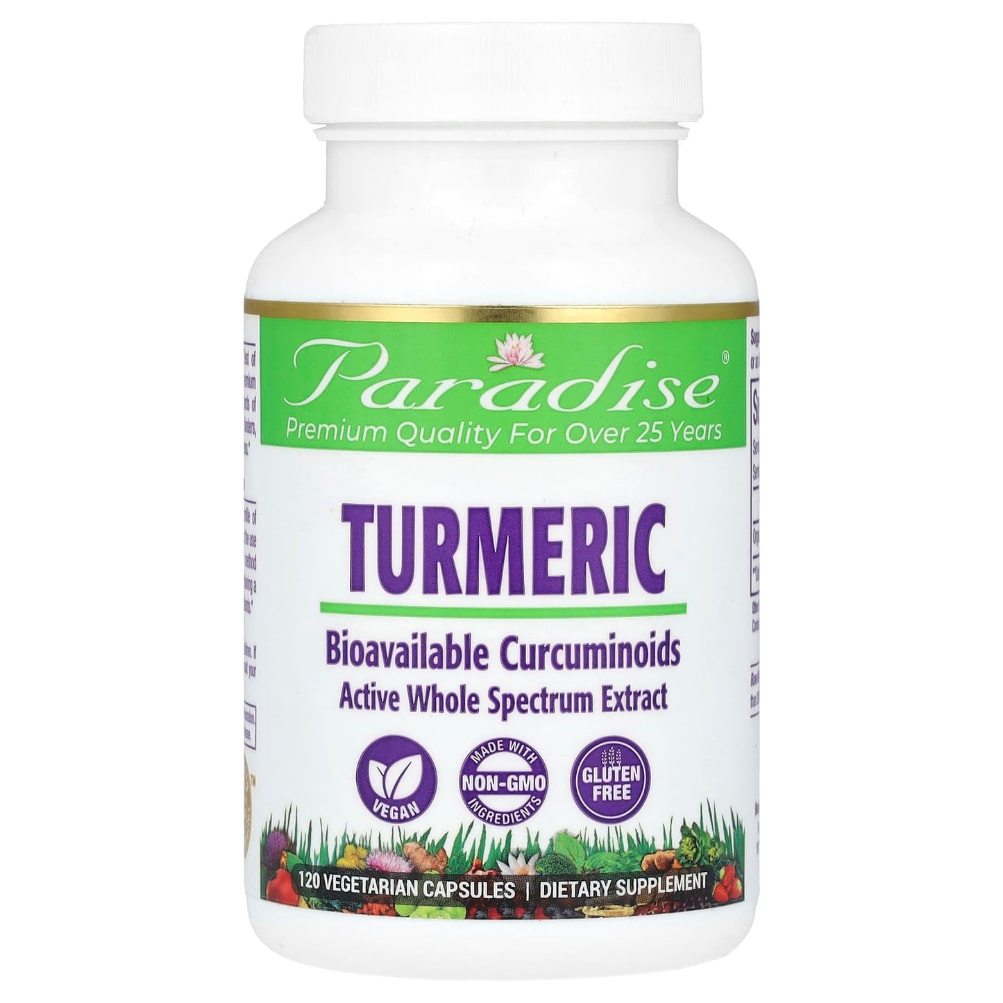 Paradise Herbs, Turmeric, 120 Vegetarian Capsules (250 mg per Capsule) - Image 1
