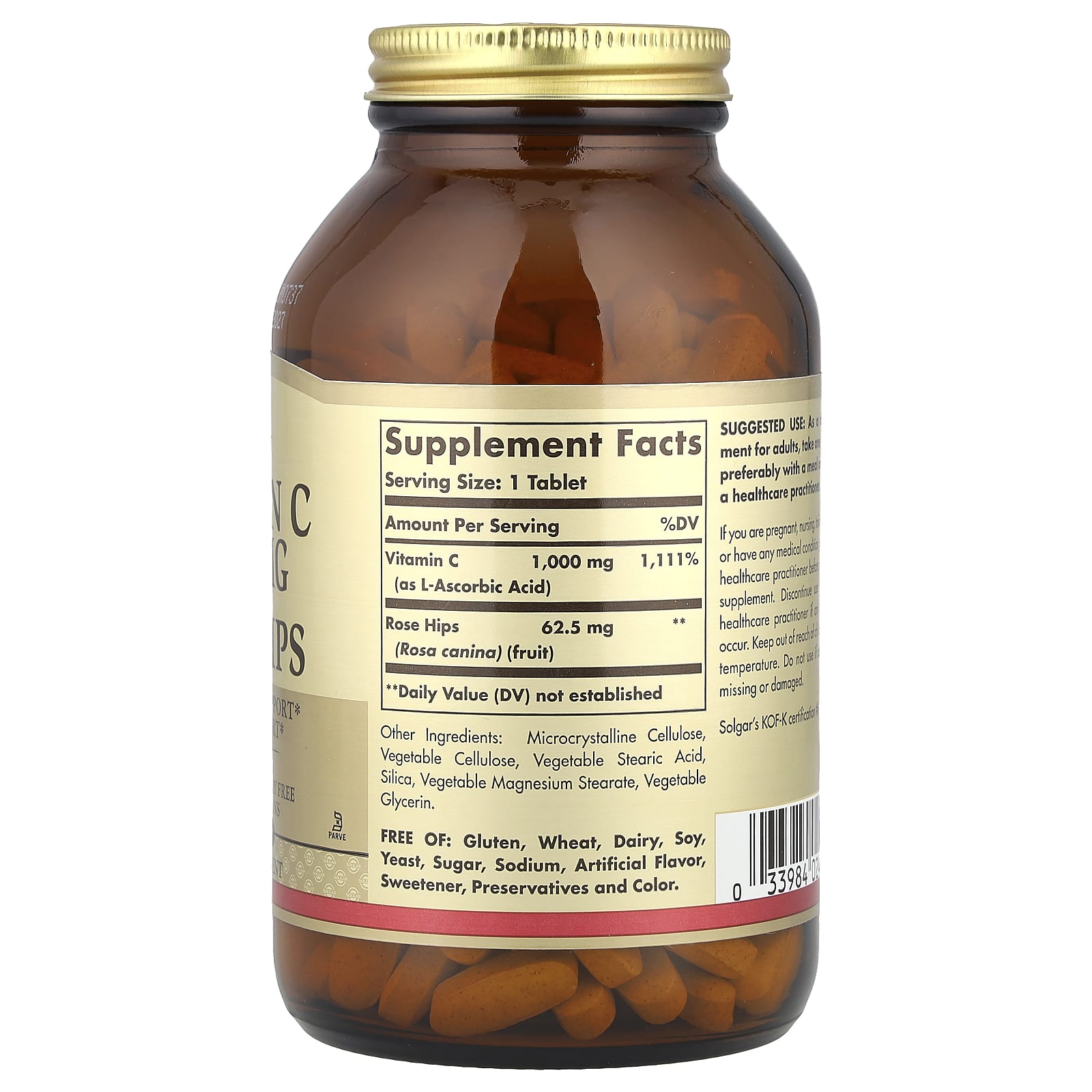 Solgar, Vitamin C with Rose Hips, 250 Tablets - Image 2