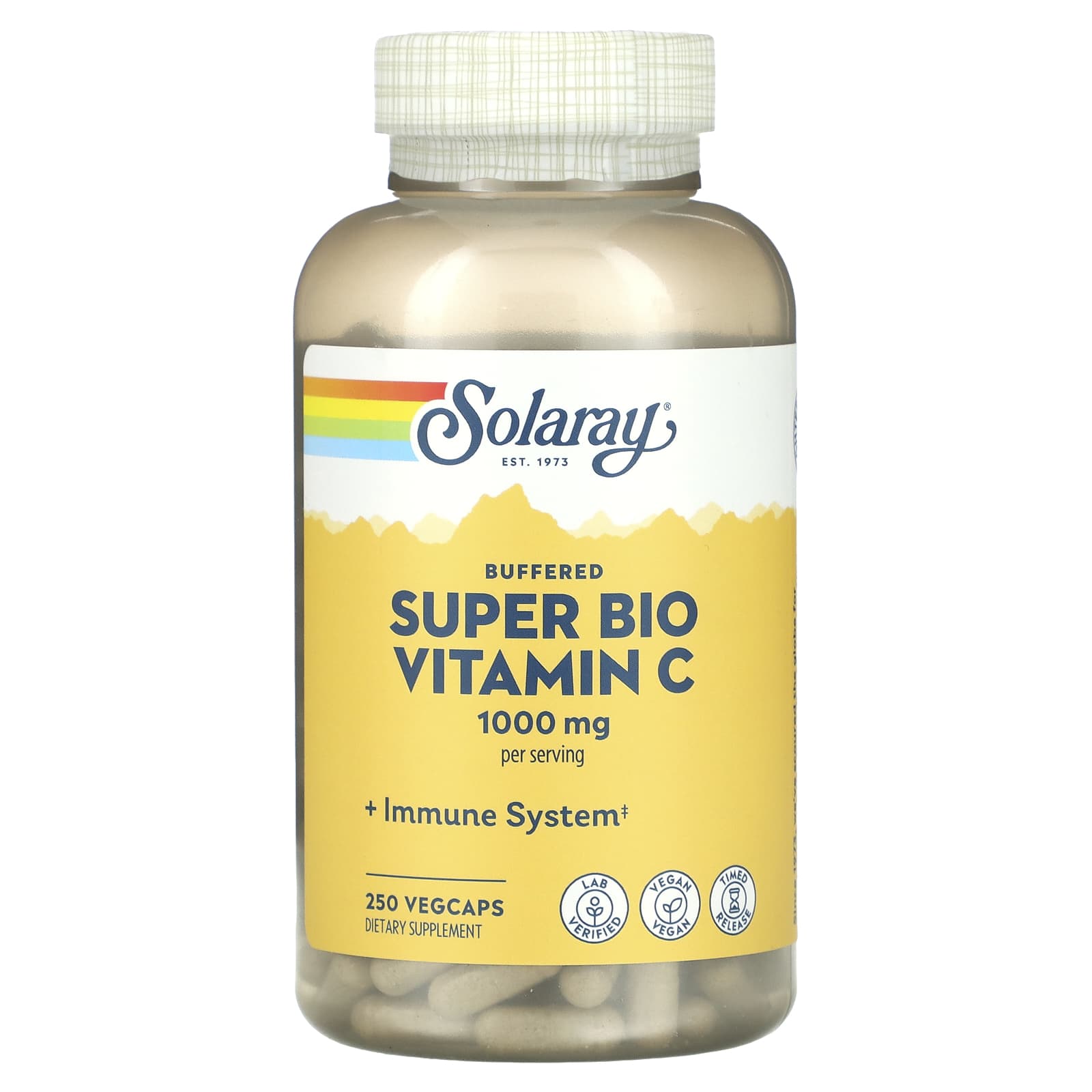 Solaray, Buffered Super Bio Vitamin C, 1,000 mg, 250 VegCaps (500 mg per Capsule) - Image 1