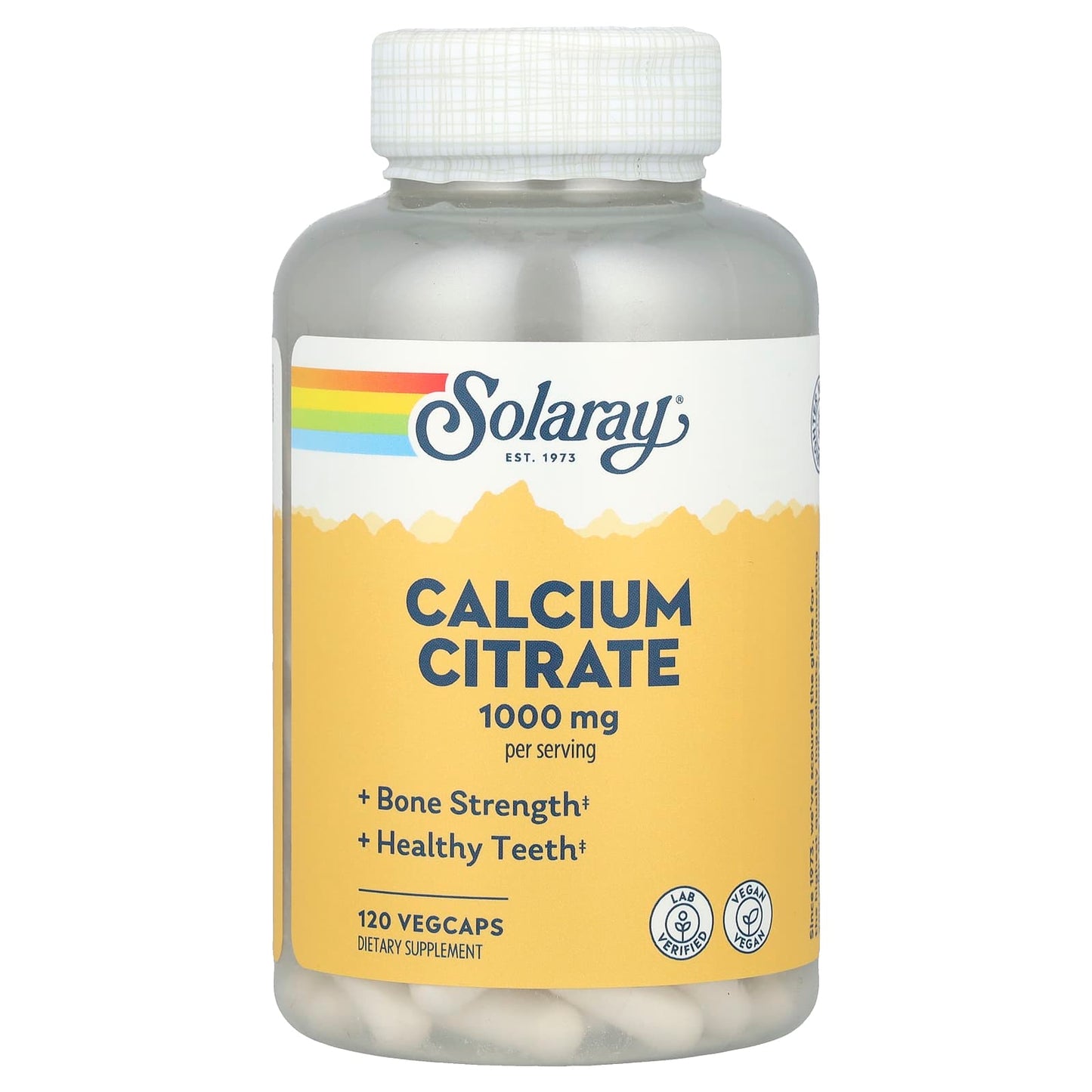 Solaray, Calcium Citrate, 1,000 mg, 120 VegCaps (250 mg per Capsule) - Image 1