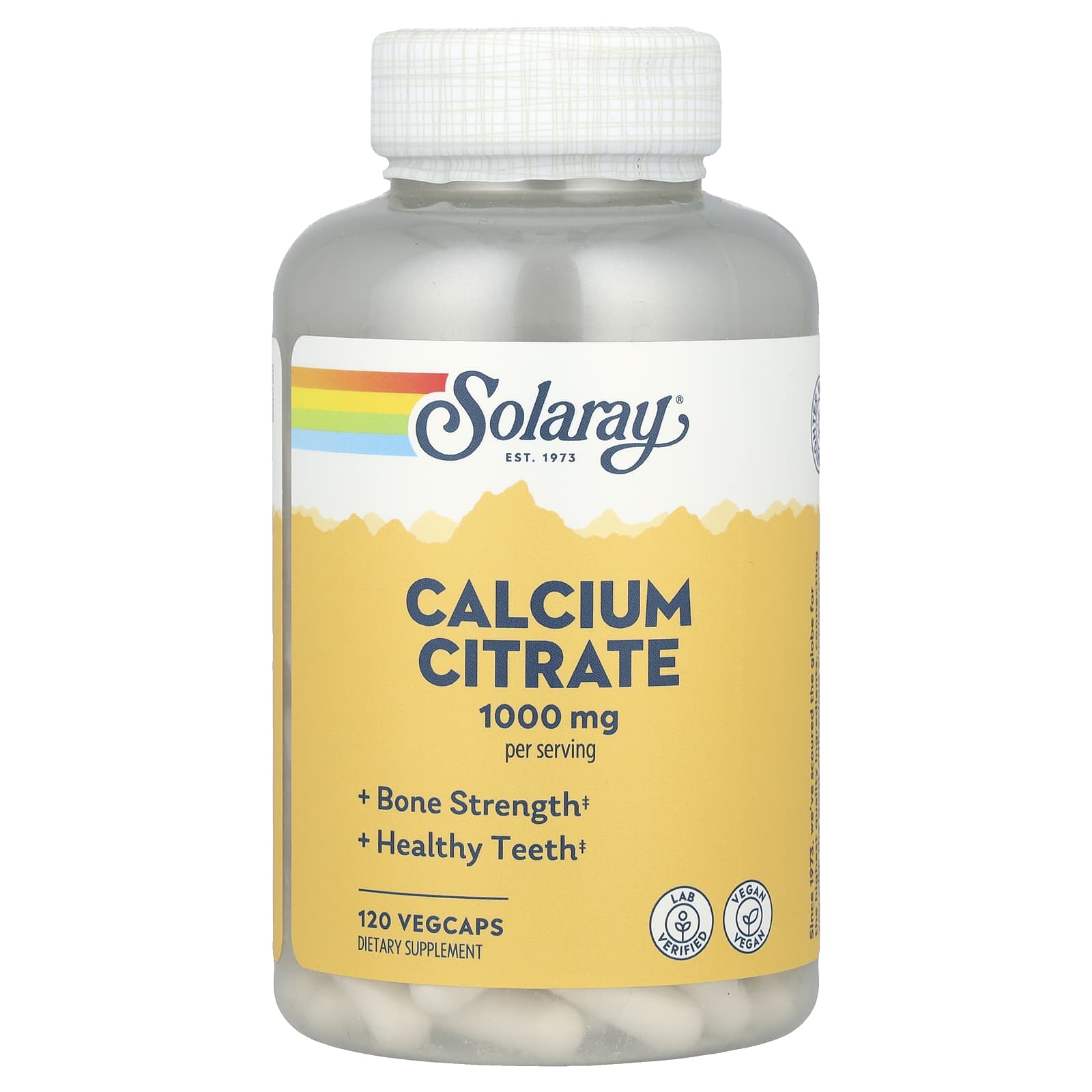 Solaray, Calcium Citrate, 1,000 mg, 120 VegCaps (250 mg per Capsule) - Image 1