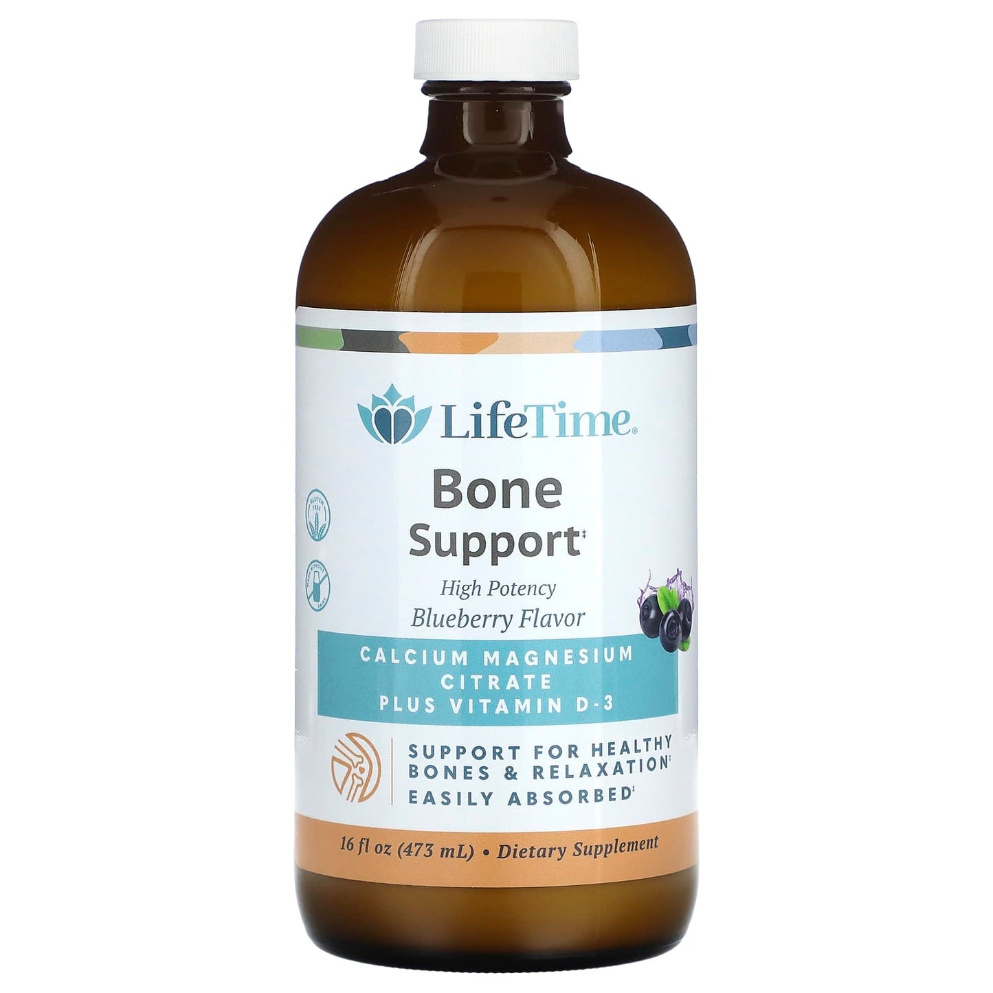LifeTime Vitamins, Bone Support, Blueberry, 16 fl oz (473 ml) - Image 1