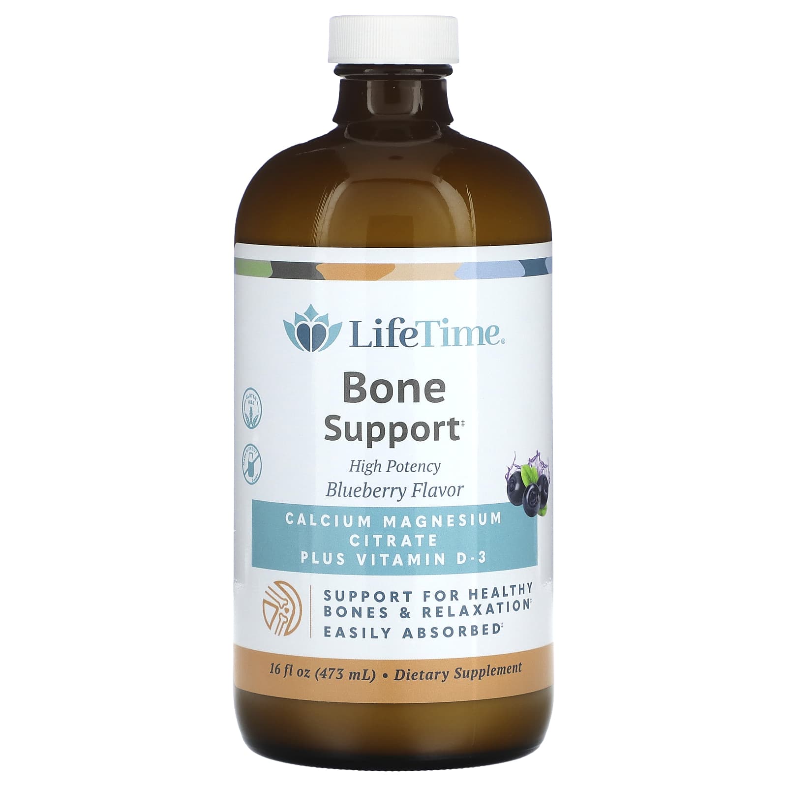 LifeTime Vitamins, Bone Support, Blueberry, 16 fl oz (473 ml) - Image 1
