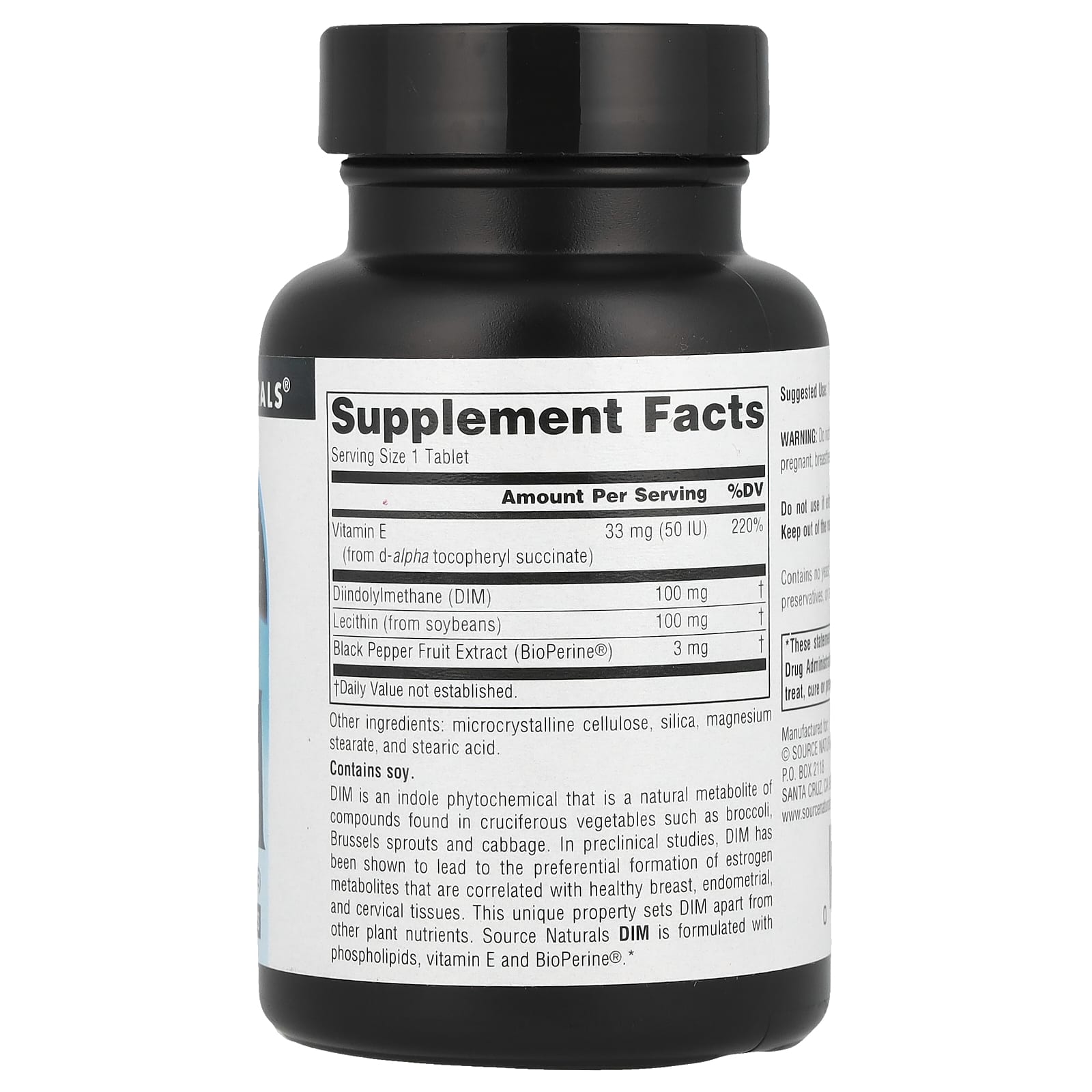 Source Naturals, DIM, 100 mg, 60 Tablets - Image 2