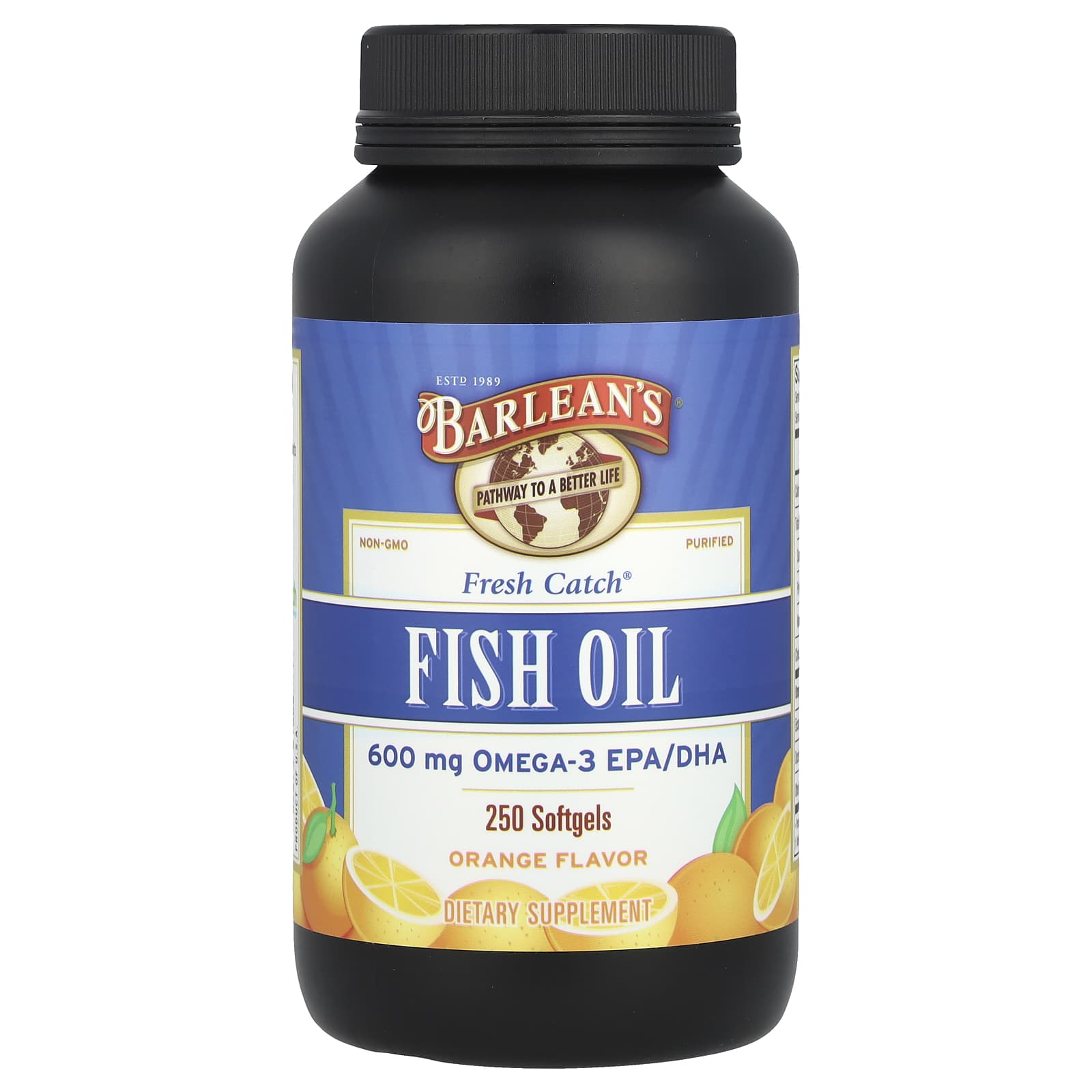 Barlean's, Fresh Catch®, Fish Oil, Omega-3 EPA/DHA, Orange, 600 mg, 250 Softgels (300 mg per Softgel)