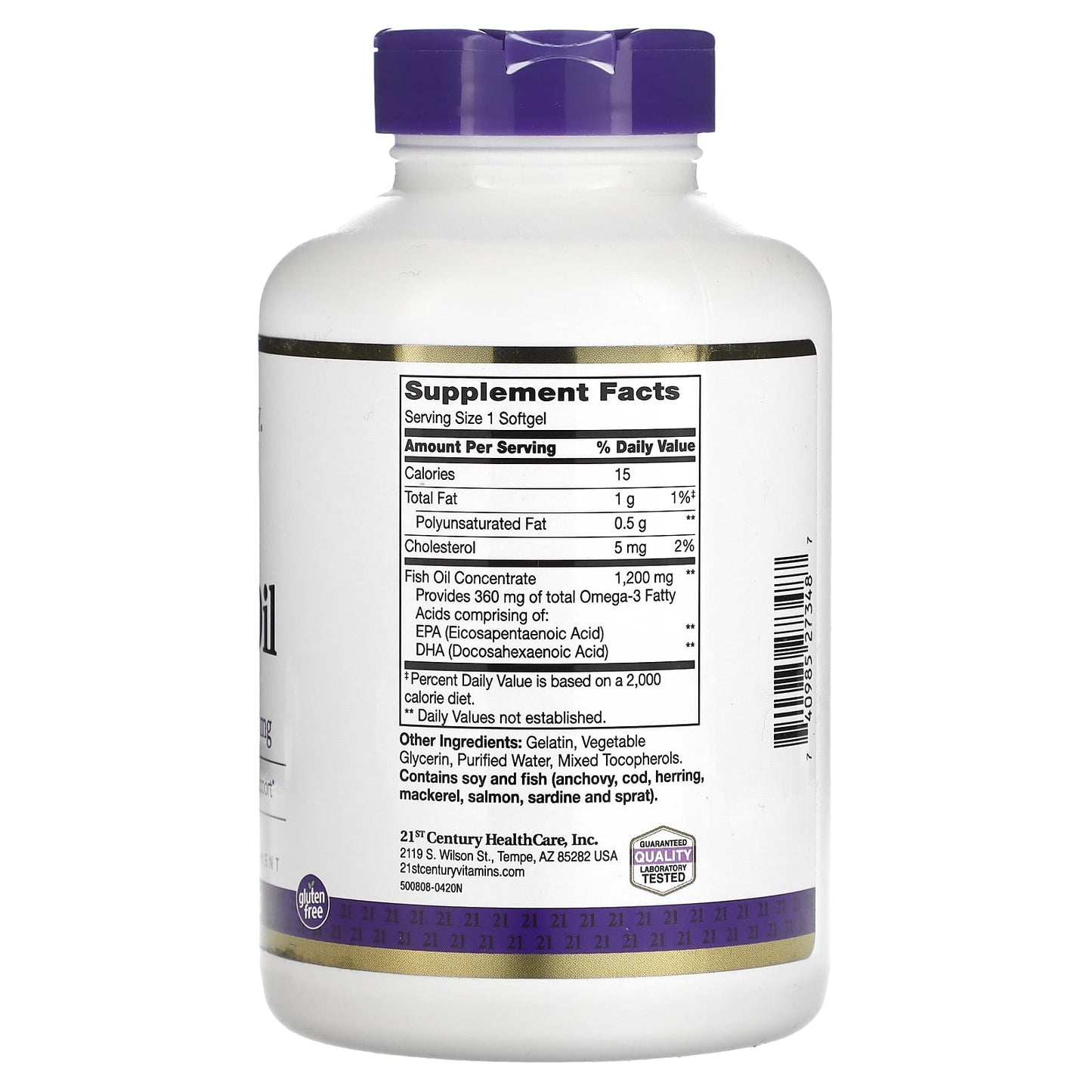 21st Century Fish Oil Supplement, 1,200 mg, 140 Softgels - Image 2