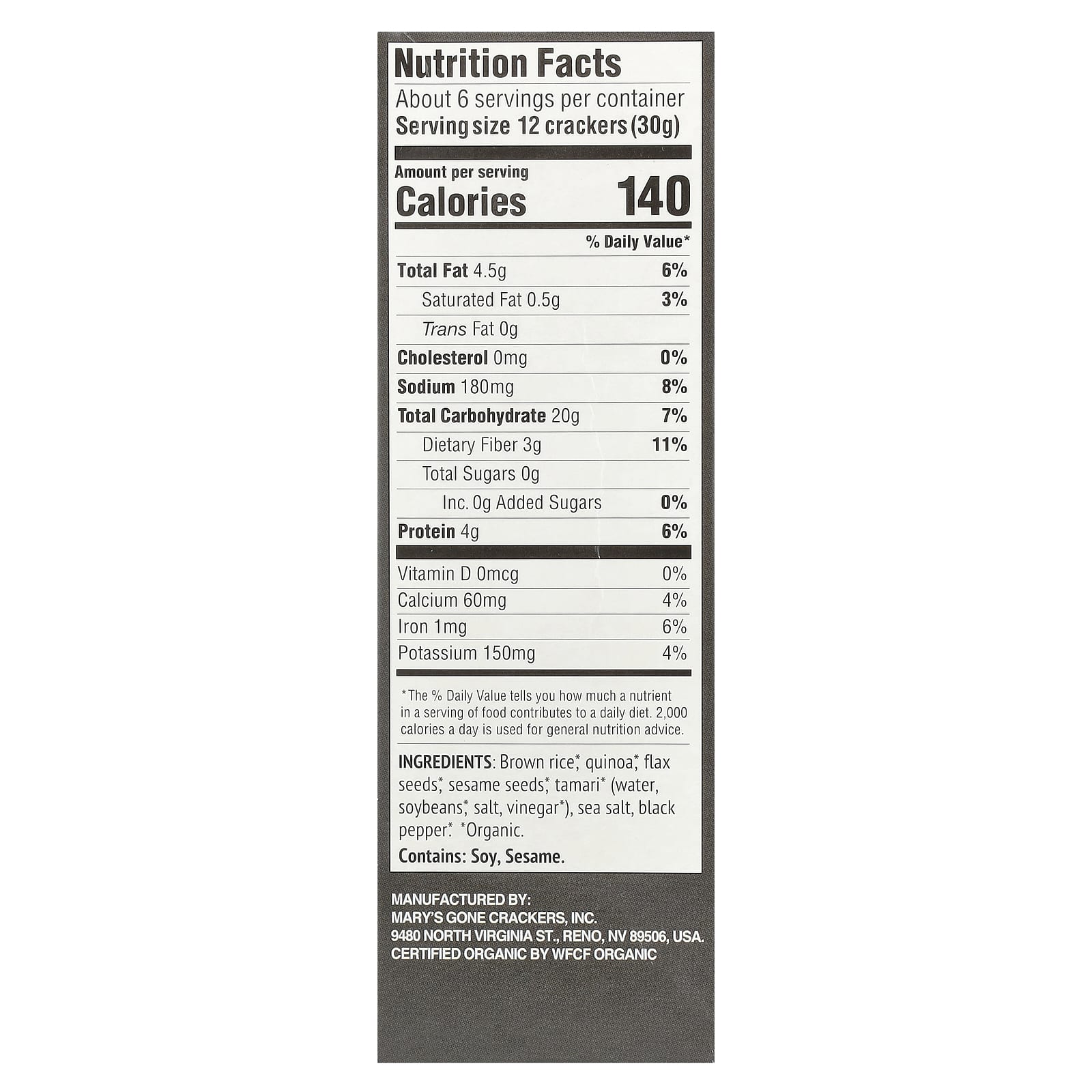 Mary's Gone Crackers, Organic Black Pepper Crackers, 6.5 oz (184 g) - Image 2