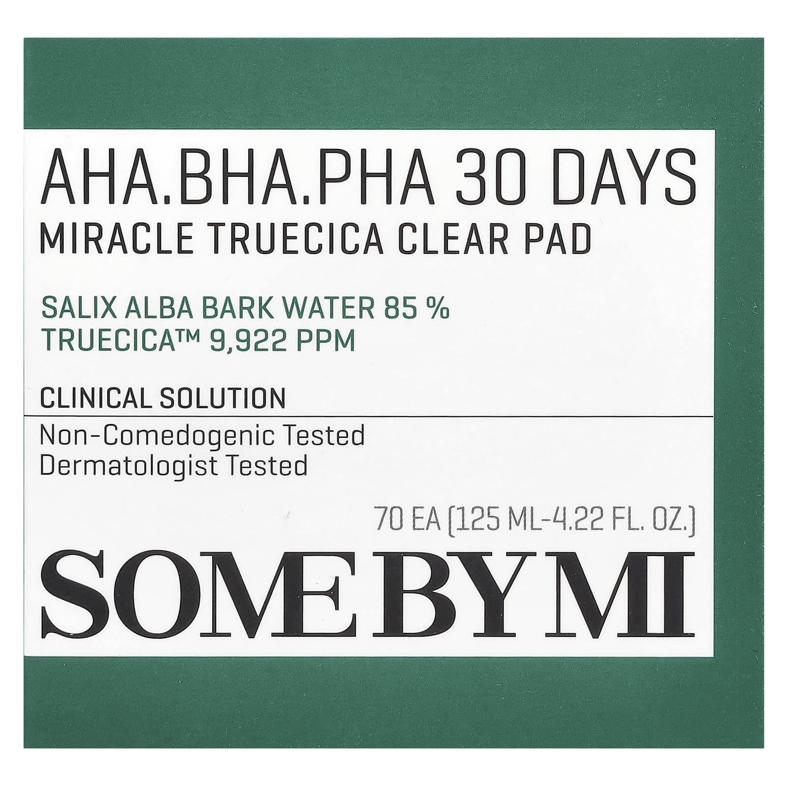 SOME BY MI, AHA/BHA/PHA, 30 Days Miracle Truecica Clear Pad, 70 Pads, 4.22 fl oz (125 ml) - Image 2
