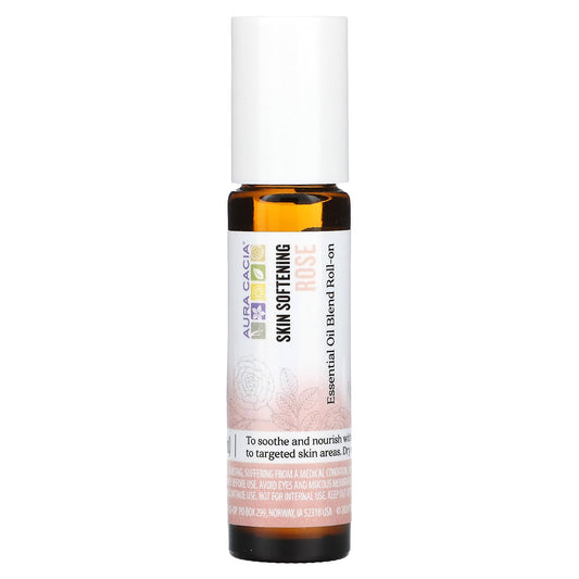 Aura Cacia Rose Skin Softening Essential Oil Roll-On, 9.2ml - Image 1