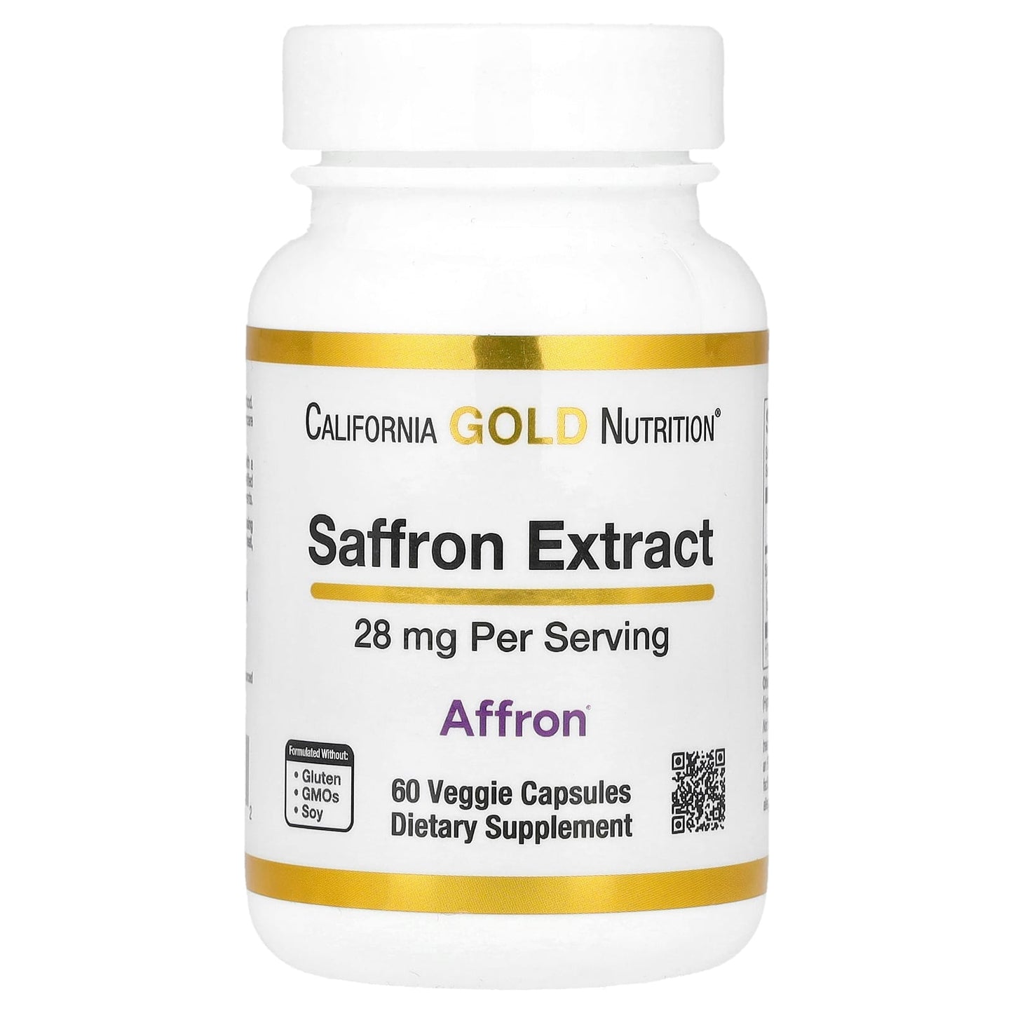 California Gold Nutrition Saffron Extract with Affron for Mood Support 60 Veggie Capsules - Image 1