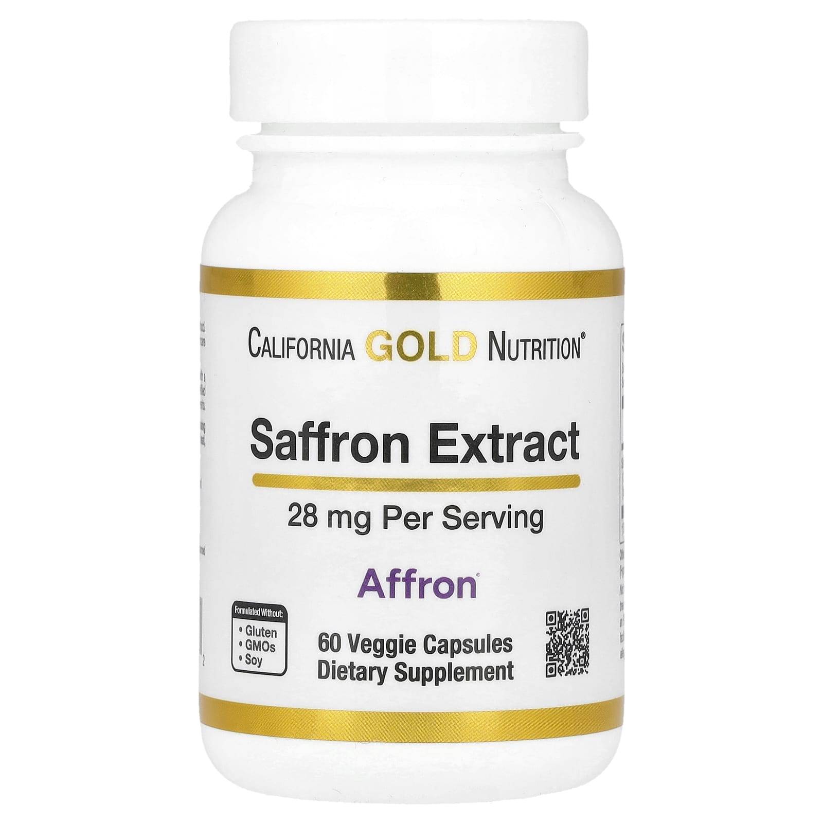 California Gold Nutrition Saffron Extract with Affron for Mood Support 60 Veggie Capsules - Image 1