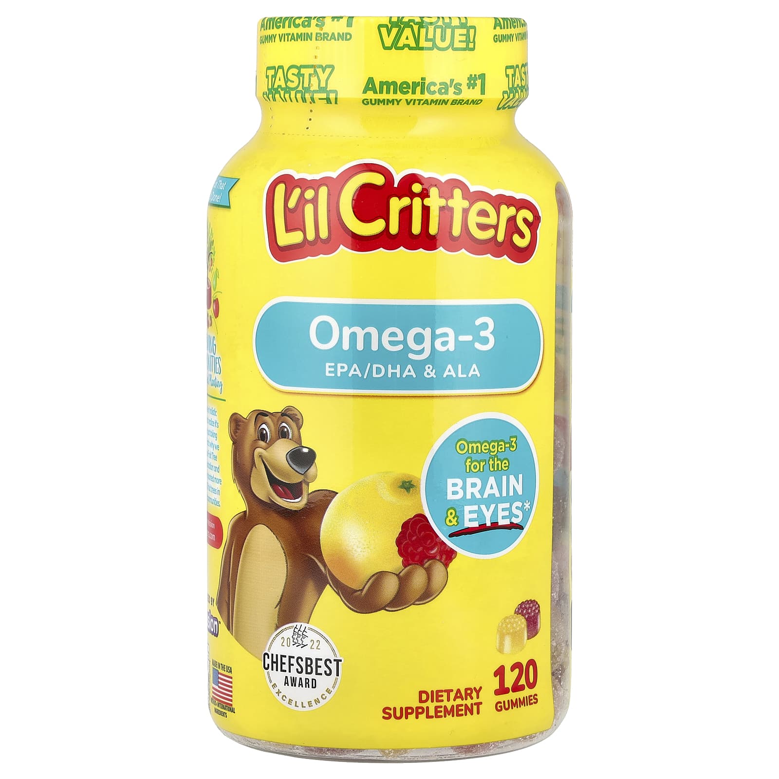 L'il Critters, Omega-3 Gummies, Zesty Raspberry-Lemonade , 120 Gummies - Image 1