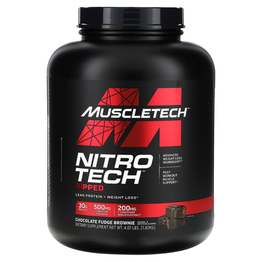 MuscleTech, Nitro-Tech® Ripped, Lean Protein + Weight Loss, Chocolate Fudge Brownie, 4.01 lbs (1.82 kg) - Image 1