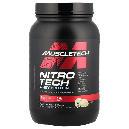 MuscleTech, Nitro-Tech™ Whey Protein, Vanilla Cream, 2.21 lbs (1 kg) - Image 1