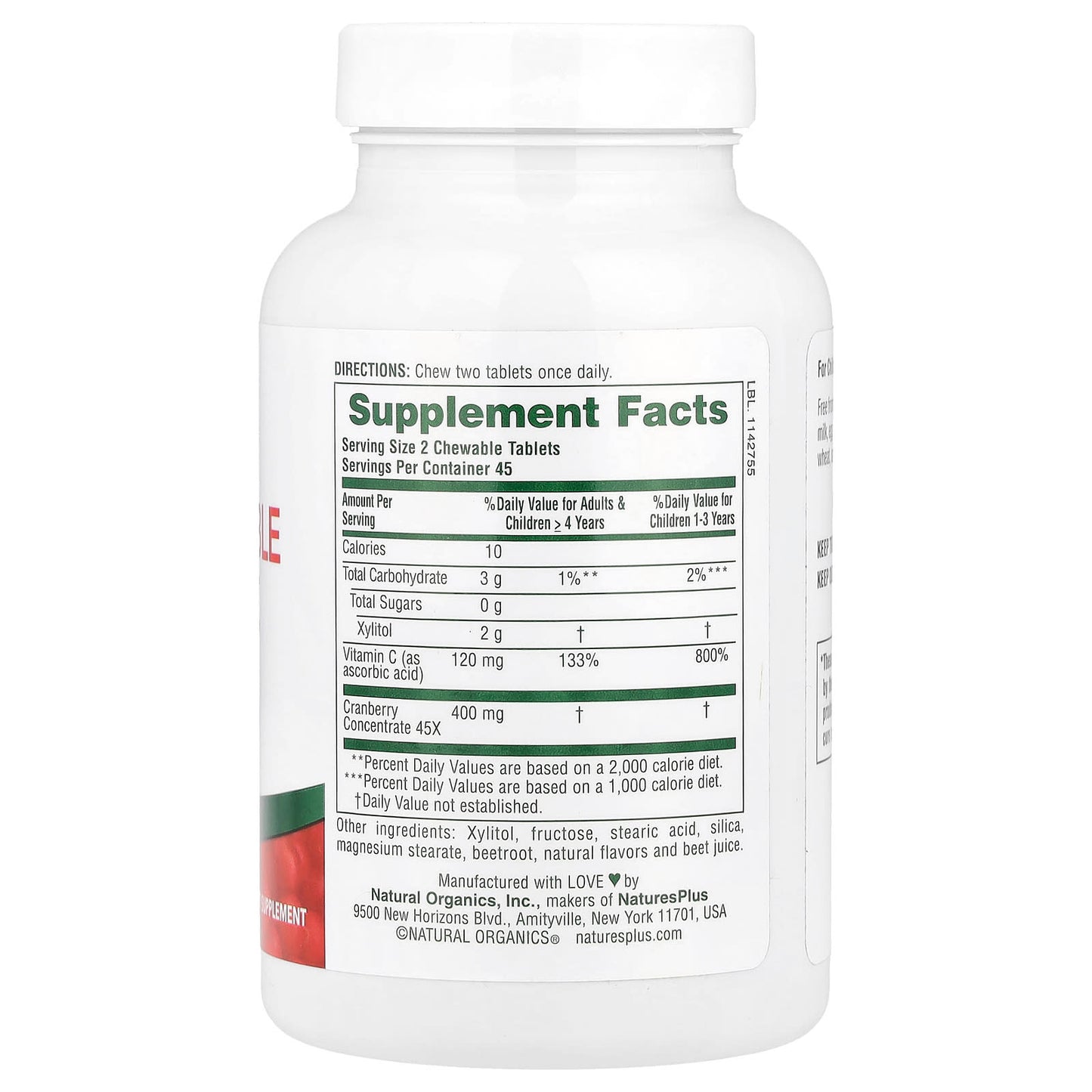 NaturesPlus, Ultra Chewable Cranberry®, 90 Heart-Shaped Chewables - Image 2