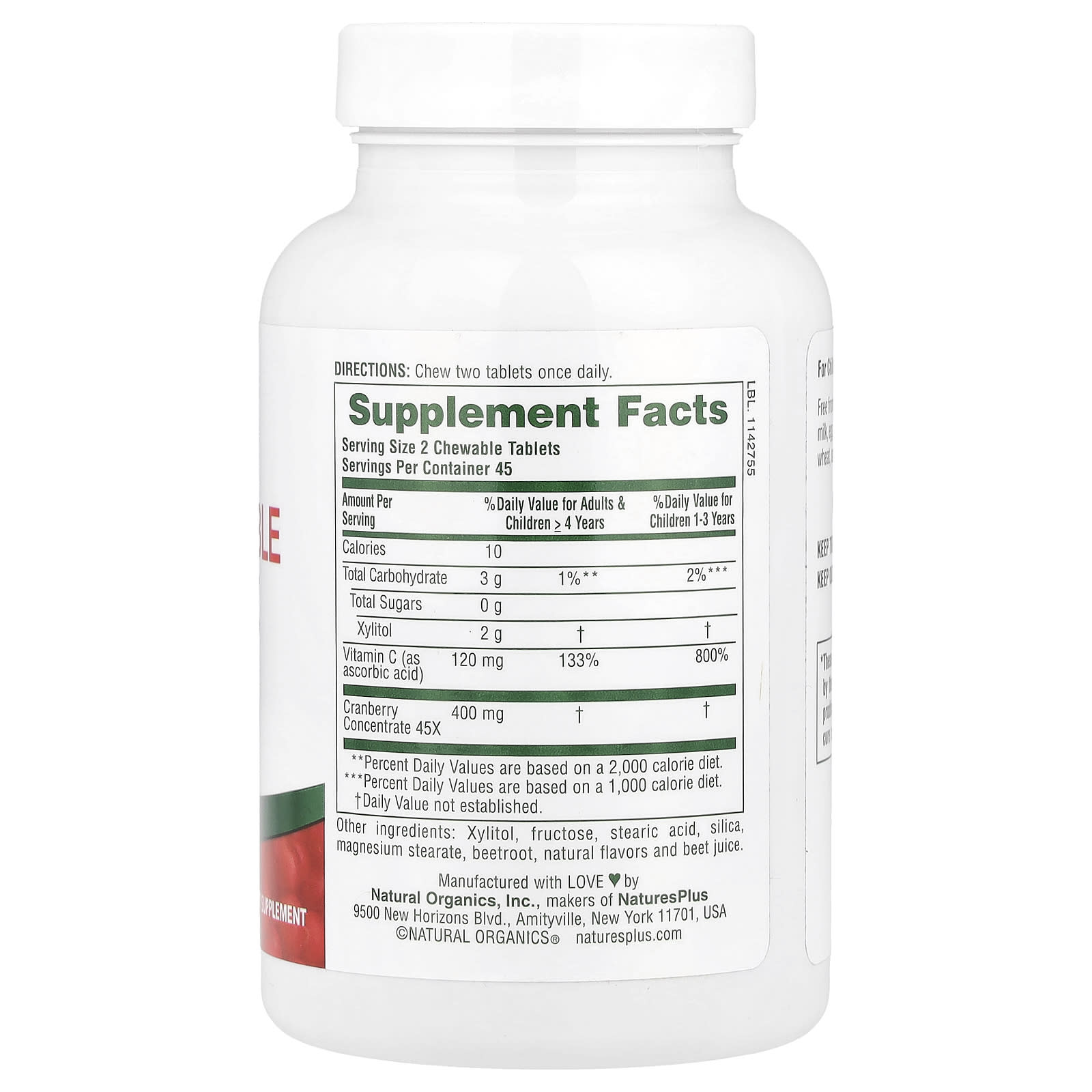 NaturesPlus, Ultra Chewable Cranberry®, 90 Heart-Shaped Chewables - Image 2