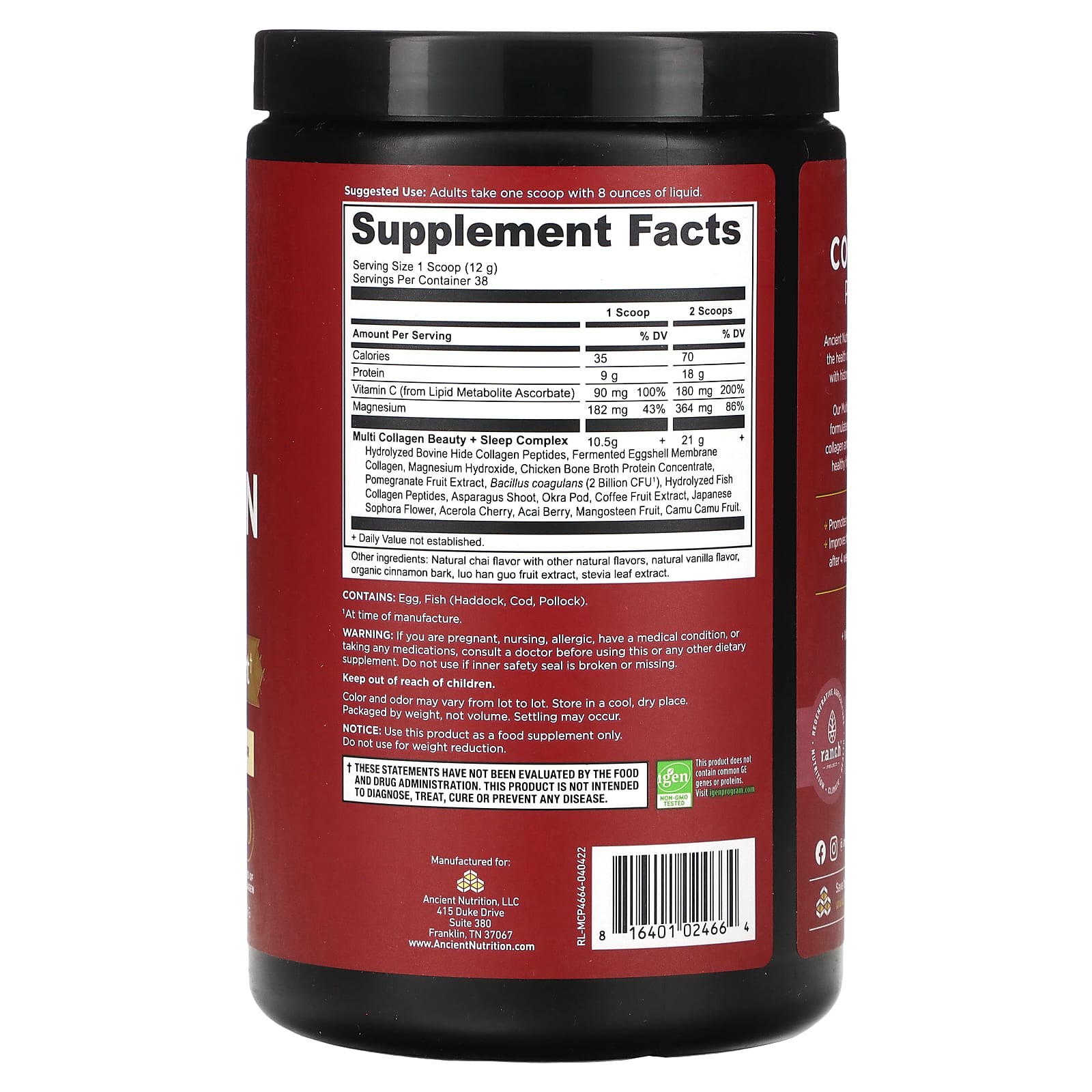 Multi Collagen Protein for Skin, Sleep & Joint Health by Ancient Nutrition - Image 2