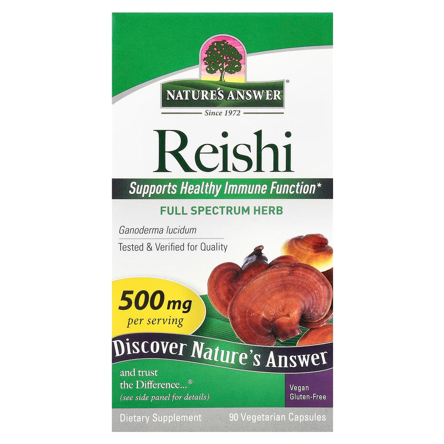 Nature's Answer, Reishi, 500 mg, 90 Vegetarian Capsules - Image 1