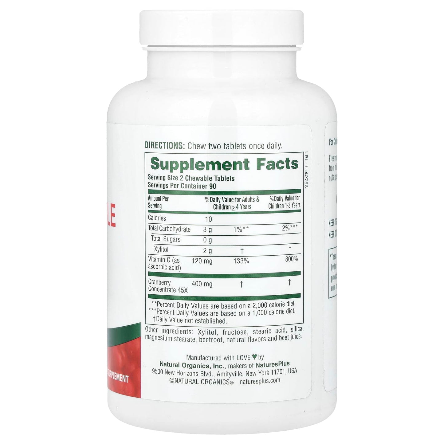 NaturesPlus, Ultra Chewable Cranberry®, 180 Heart-Shaped Chewables - Image 2