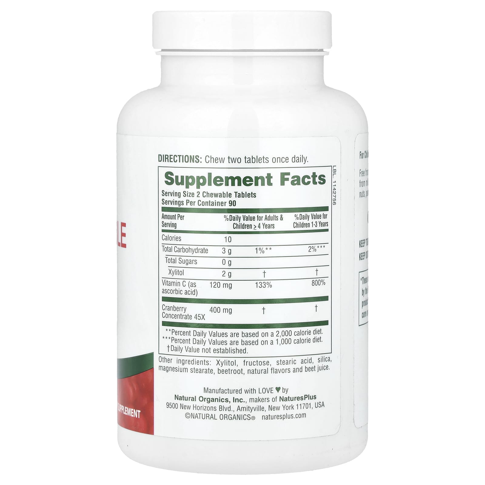 NaturesPlus, Ultra Chewable Cranberry®, 180 Heart-Shaped Chewables - Image 2