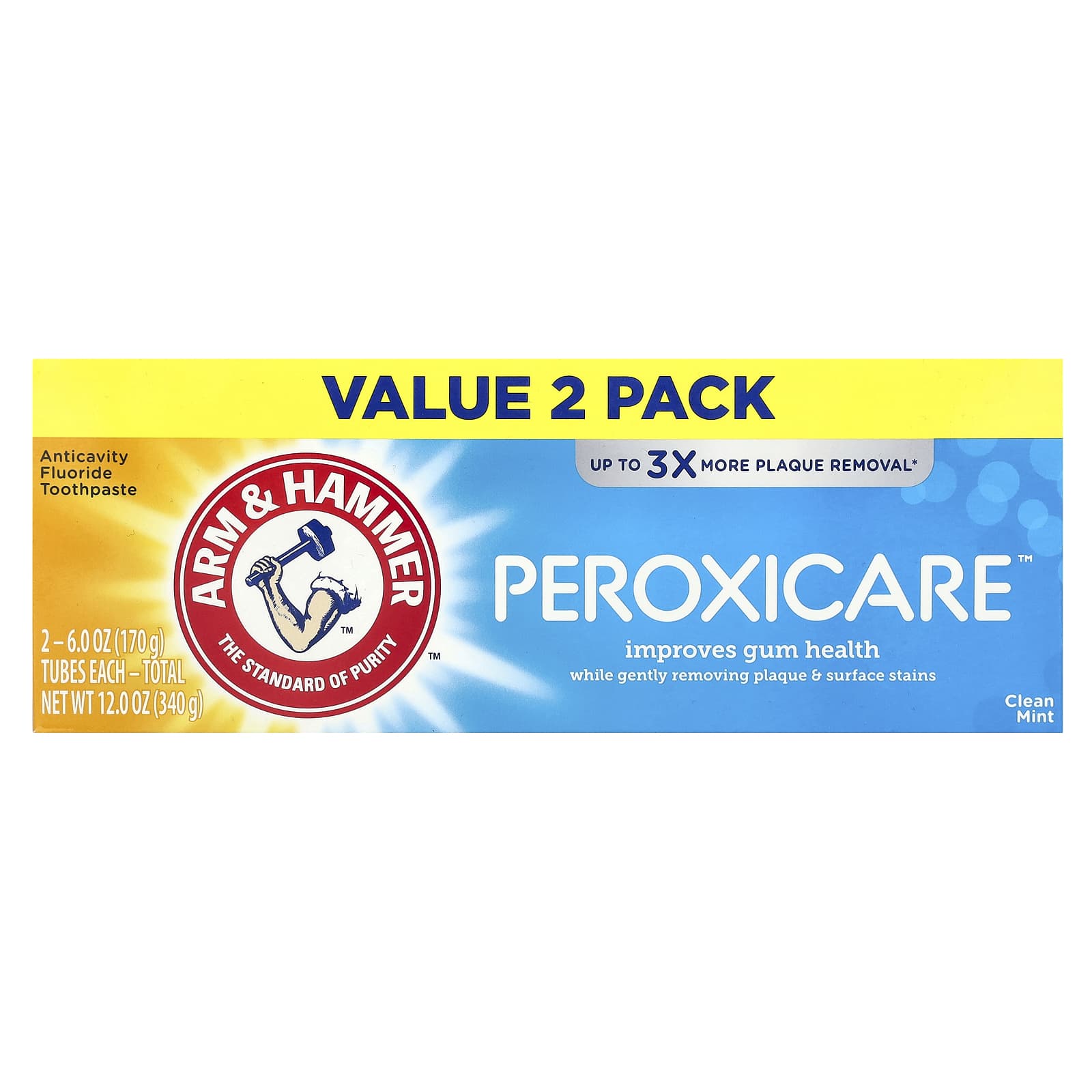 Arm & Hammer PeroxiCare Anticavity Fluoride Toothpaste, 6oz Twin Pack, Clean Mint - Image 2