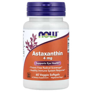"NOW Foods Astaxanthin - 60 Veggie Softgels for Eye Health and Immune Suppo