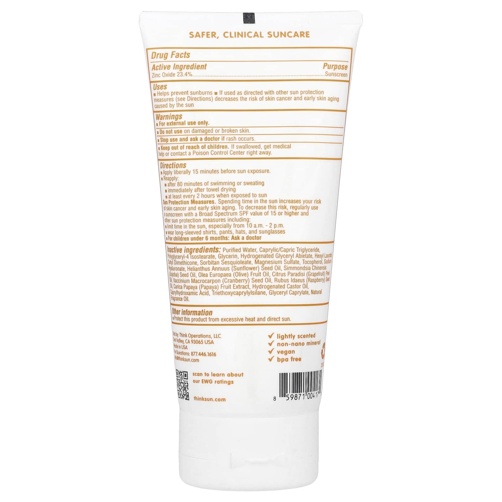 think, Thinkbaby, Zinc Oxide 23.4% Sunscreen, SPF 50, 6 fl oz (177 ml) - Image 2