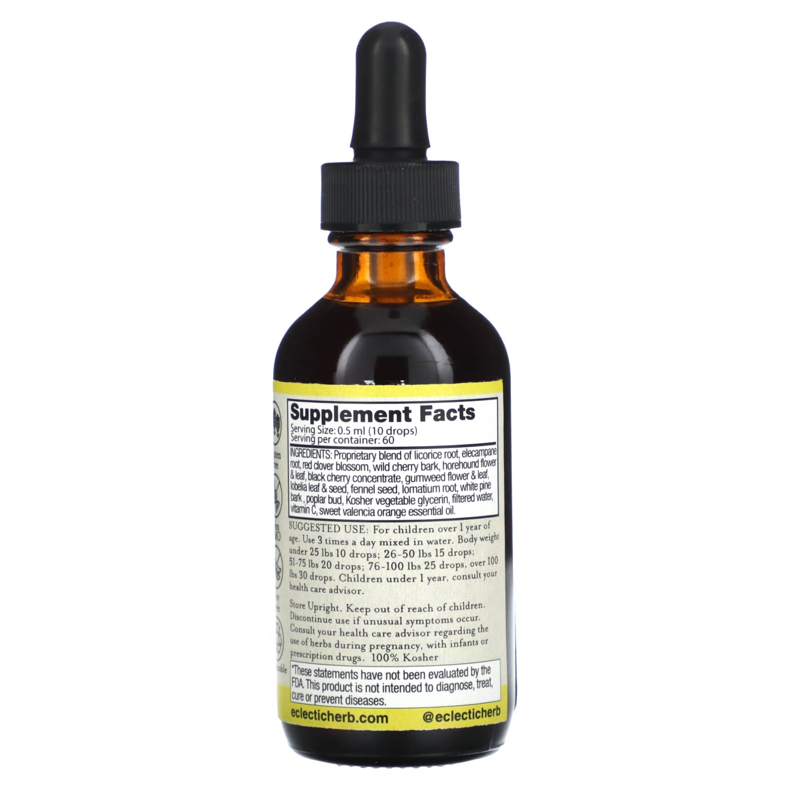 Eclectic Herb, Kids Herbal Glycerite, Herbal Cough Elixir, 2 fl oz (60 ml)