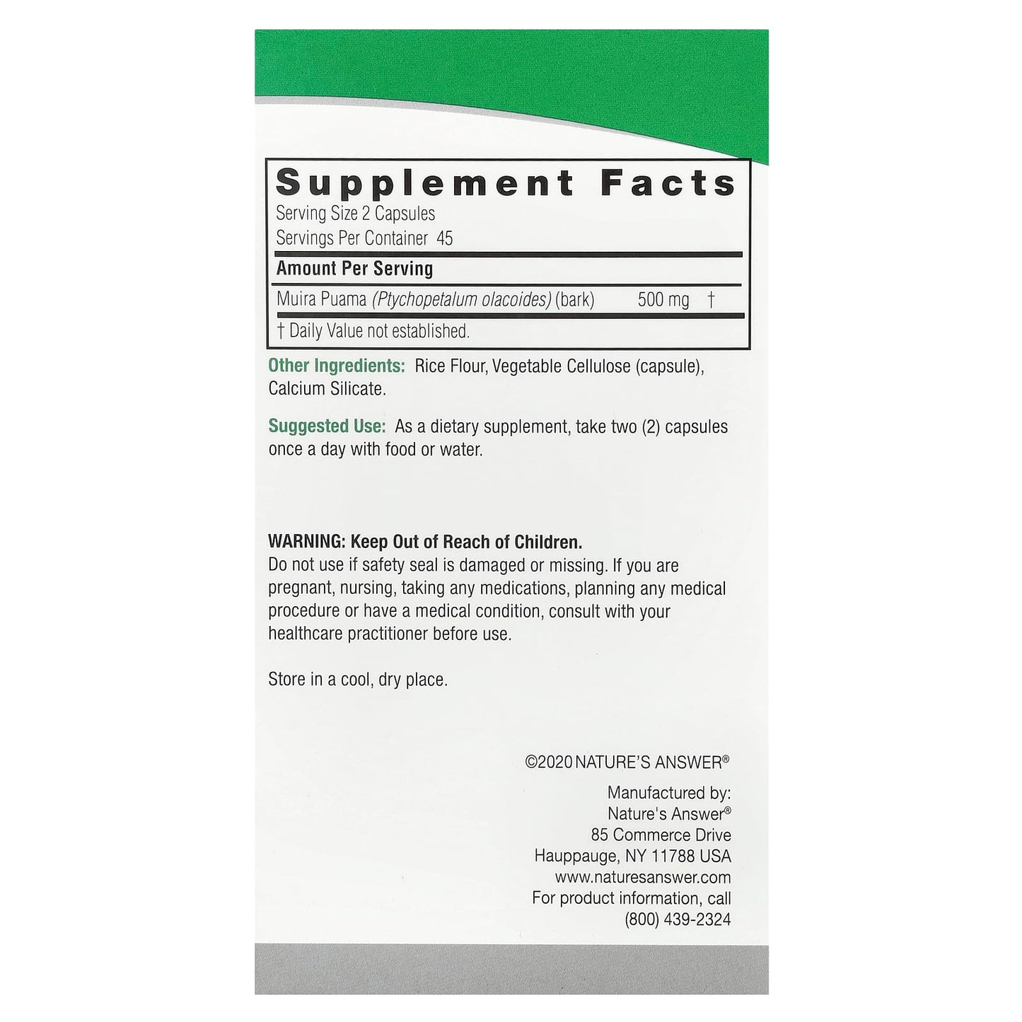 Nature's Answer, Muira Puama, 90 Vegetarian Capsules (250 mg per Capsule) - Image 2