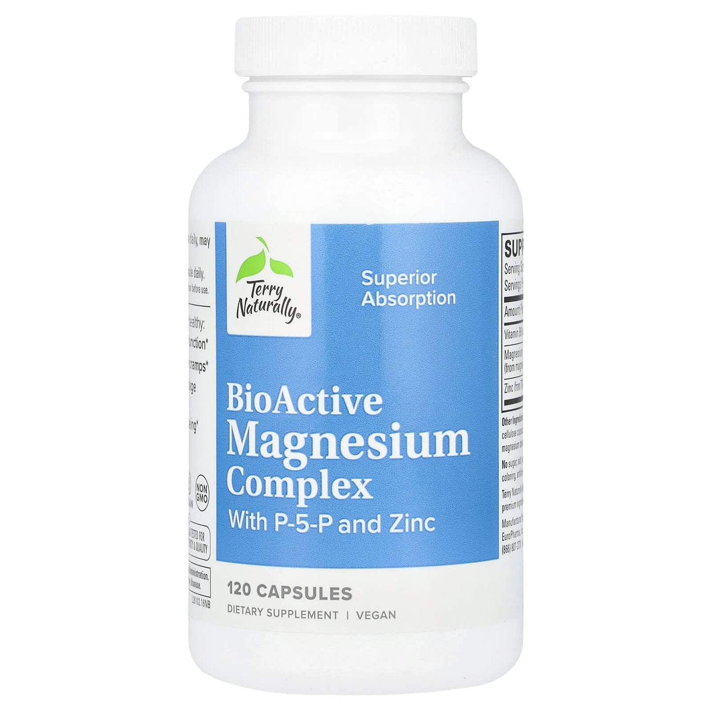 Terry Naturally, BioActive Magnesium Complex with P-5-P and Zinc, 120 Capsules - Image 1
