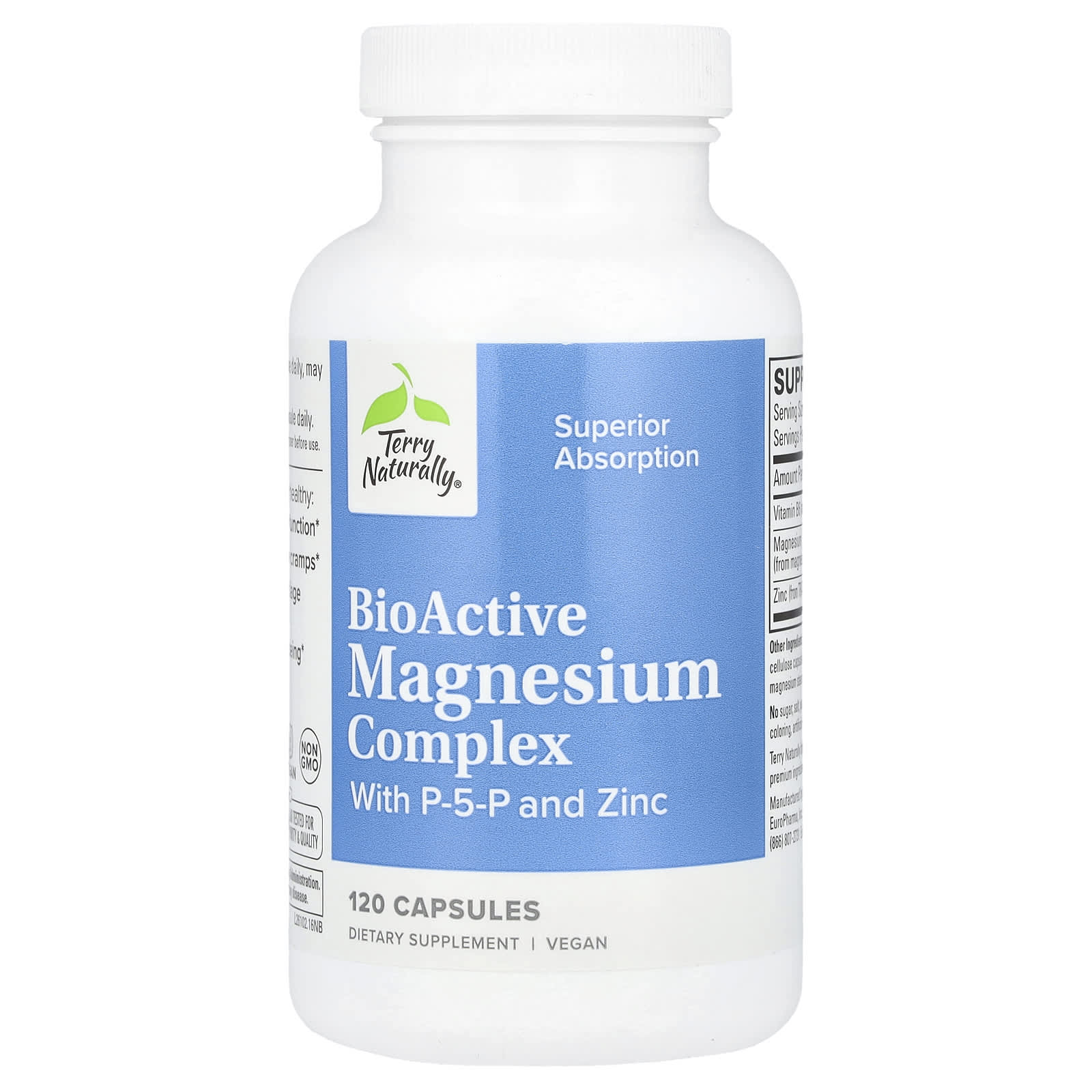 Terry Naturally, BioActive Magnesium Complex with P-5-P and Zinc, 120 Capsules - Image 1
