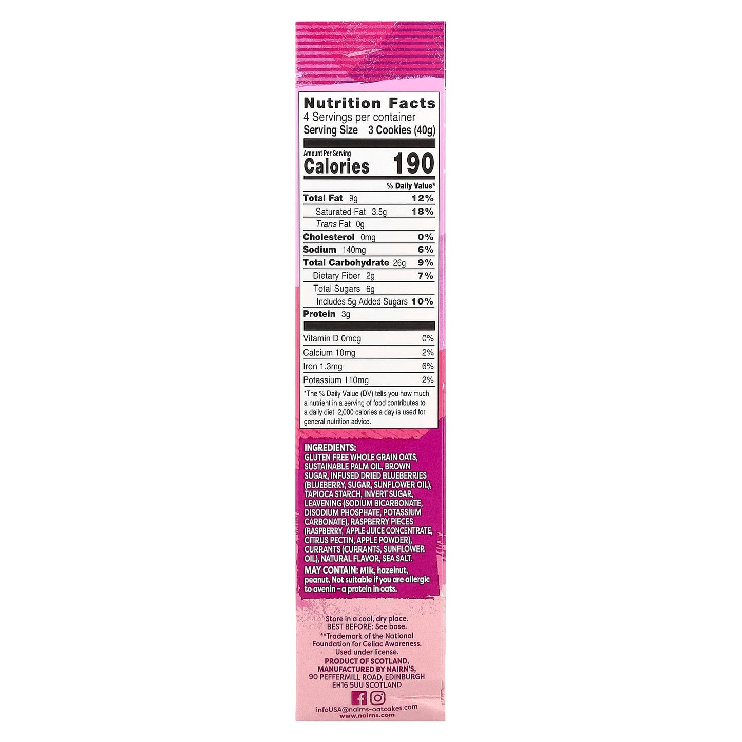 Nairn's, Breakfast Biscuits, Blueberry & Raspberry, 5.64 oz (160 g) - Image 2